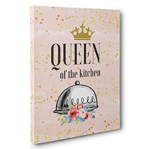 Queen of the Kitchen Canvas Wall Art - Vintage Style Kitchen Decor for Home & Restaurant - Perfect for Dining Room, Kitchen Wall Decor & Gift Idea