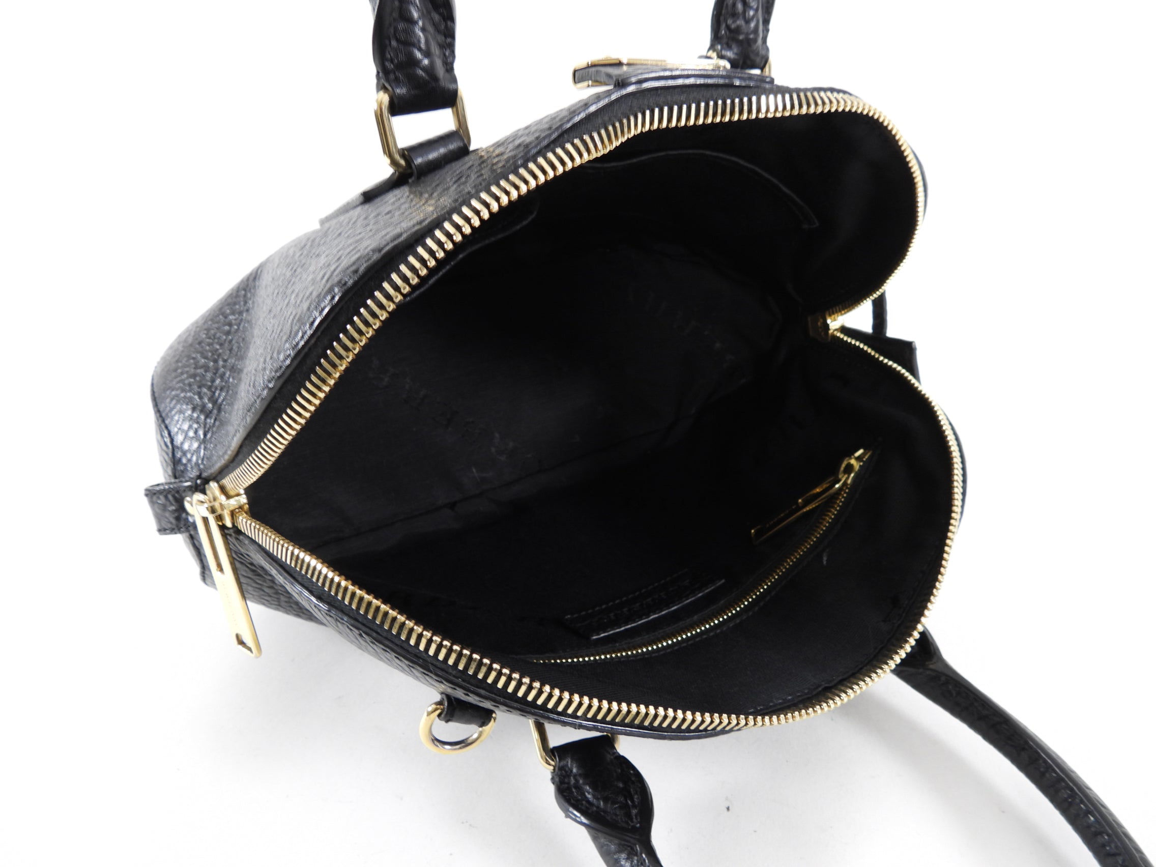 Burberry Black Grained Leather Orchard Two-Way Handbag | Crossbody & Shoulder Bag for Women | Perfect for Work, Travel & Everyday Use