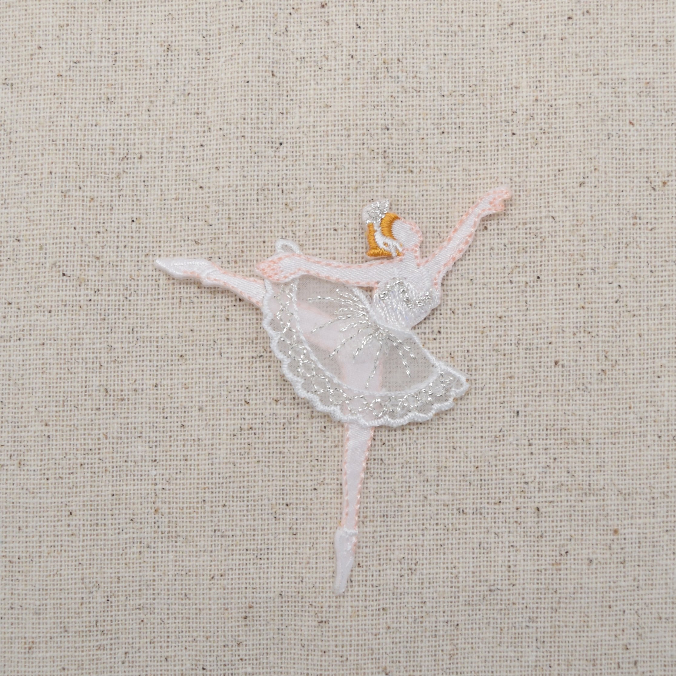 Prima Donna Ballerina Ballet Dancer White Dress Embroidered Iron-On Patch for Costumes, Dancewear & DIY Craft Projects