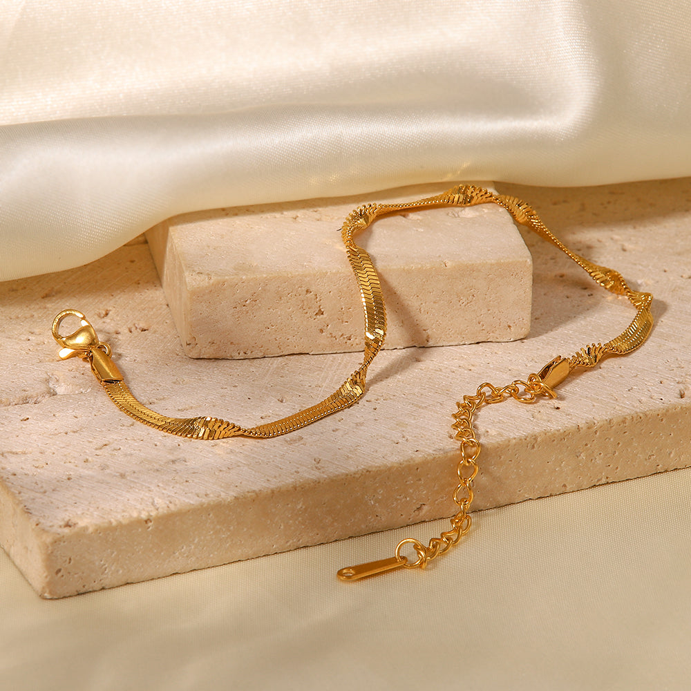 18K Gold Plated Stainless Steel Snake Chain Bracelet for Women - Waterproof, Hypoallergenic, Durable Jewelry Gift for Anniversary, Birthday | Everyday Wear, Date Night, Special Occasions