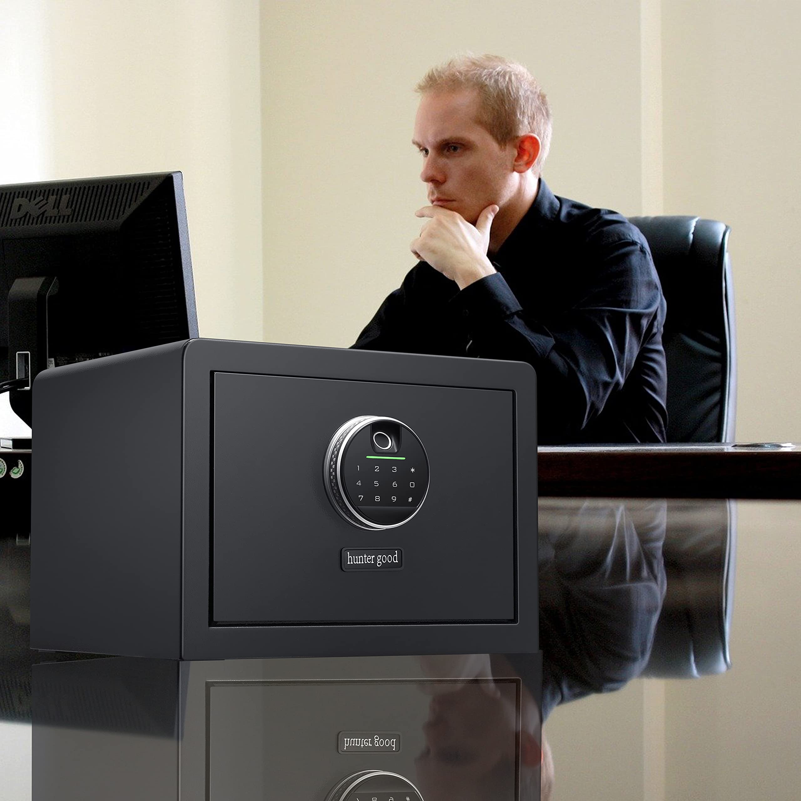 Biometric Digital Security Safe Box - Fingerprint Home Safe for Cash, Jewelry, Valuables & Gun Storage | 1.0 Cubic Feet Small Safe for Bedroom, Office & Travel | Fireproof Security Box for Personal Documents & Important Items