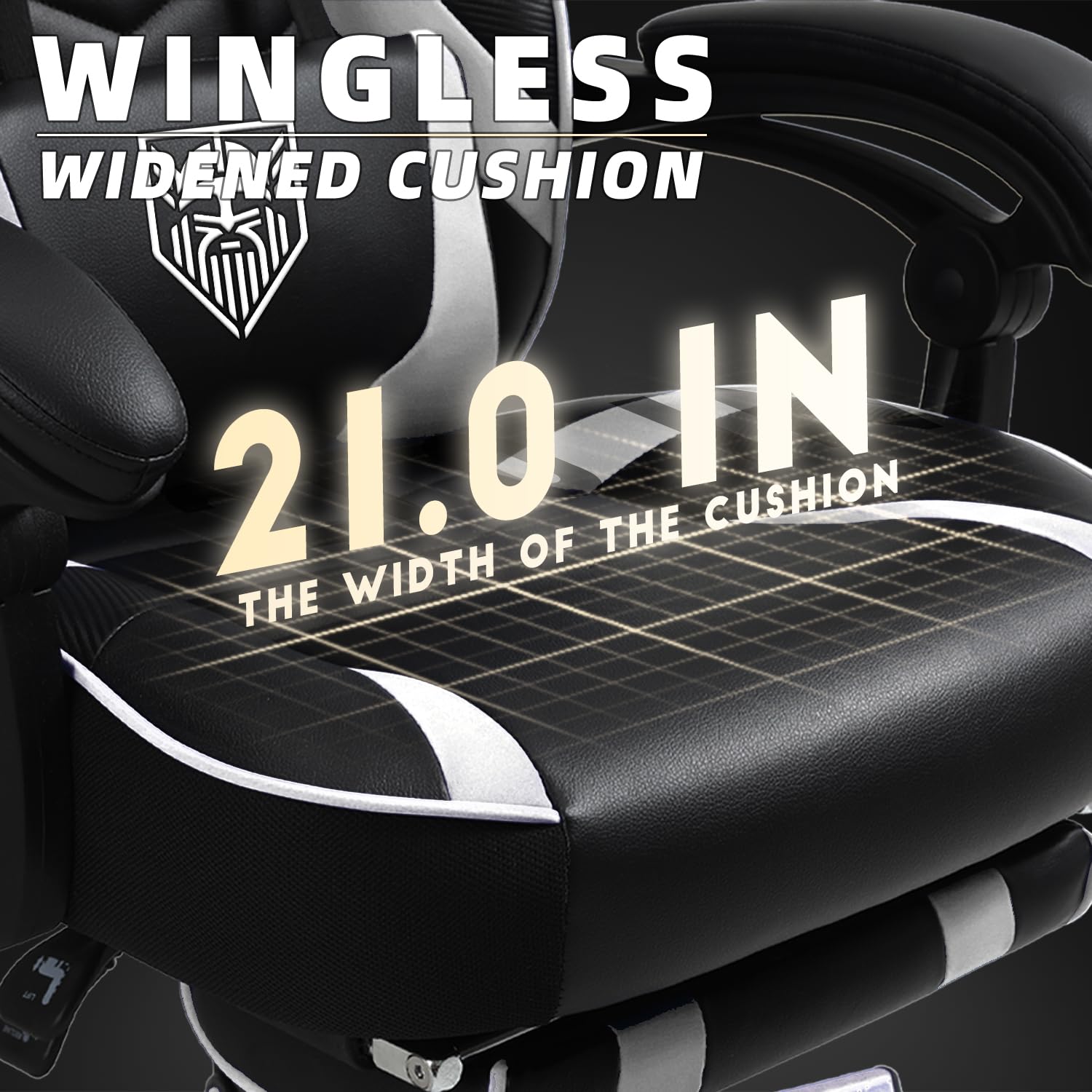 Vonesse Ergonomic Gaming Chair with Adjustable Footrest - High Back Computer Office Chair with Lumbar Massage - Reclining Big & Tall Gamer Chair for Adults (Black/White) - Perfect for Esports, Streaming & Home Office Setup
