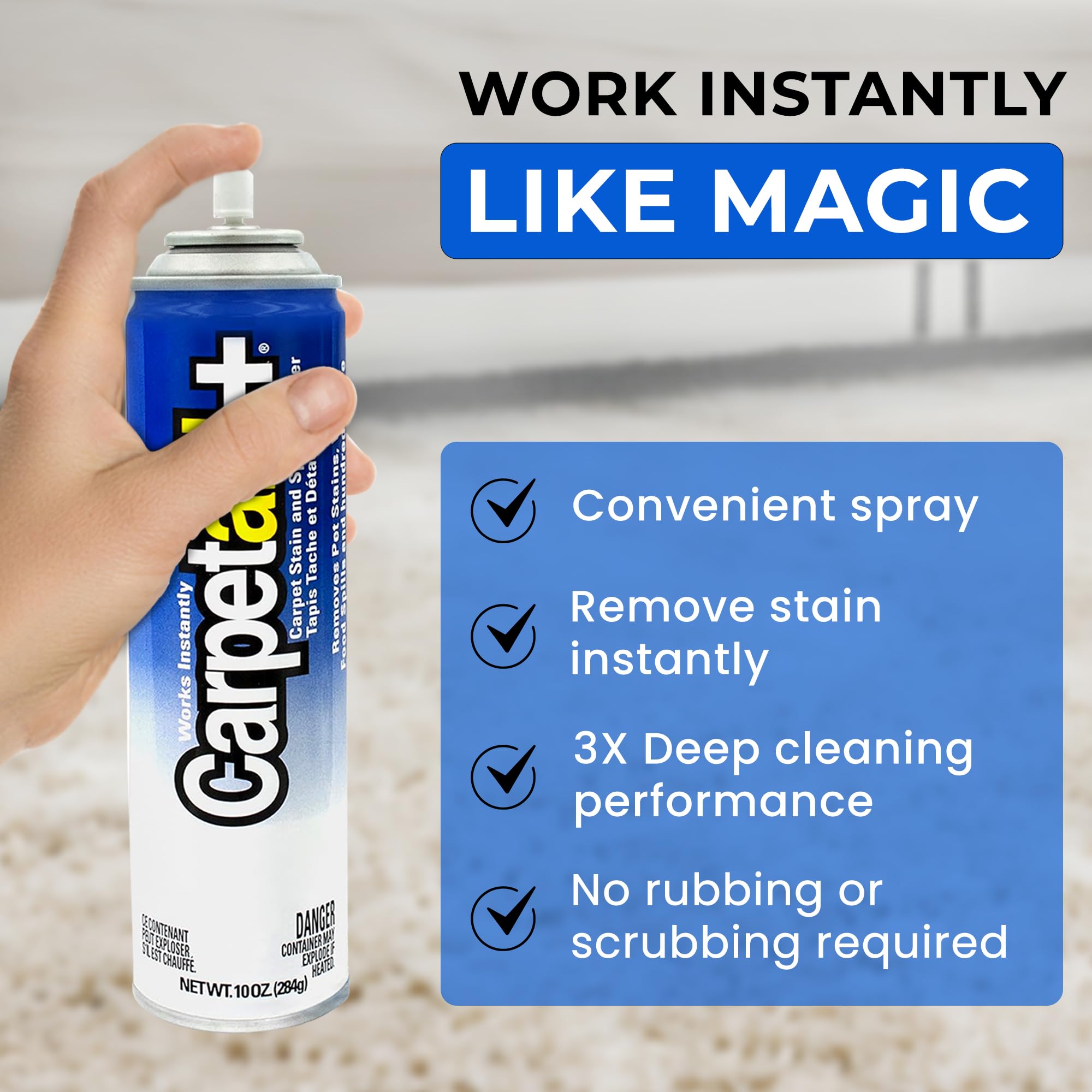 Powerful Carpet Stain Remover Spray - 2 Pack | Deep Cleaning Formula for Pet Stains, Wine Spots, Oil & Dirt | Upholstery & Carpet Cleaner for Tough Stains | Perfect for Home, Office & Pet Owners