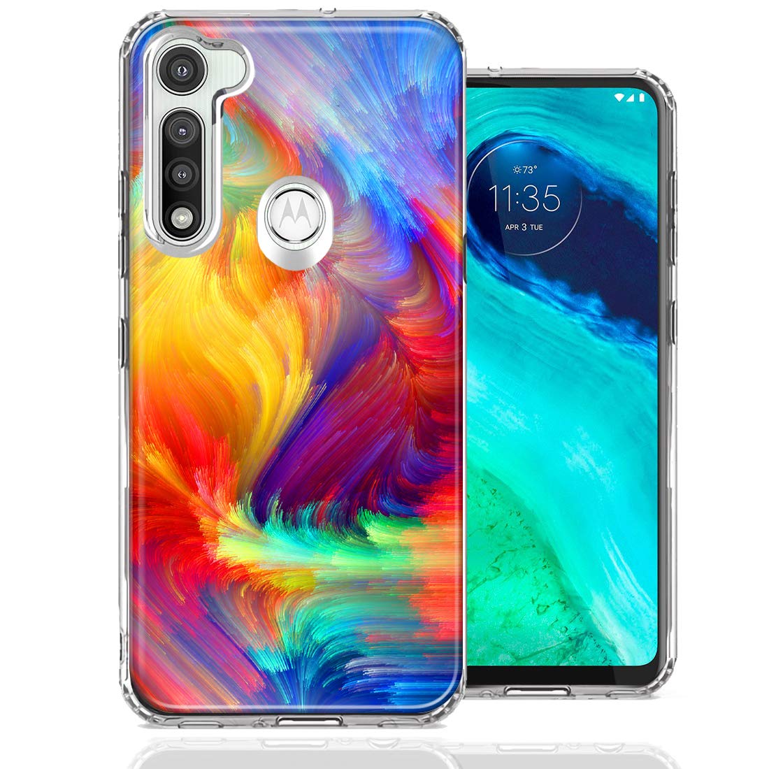 Motorola Moto G Fast Case - Feather Design Double Layer Cover for Protection