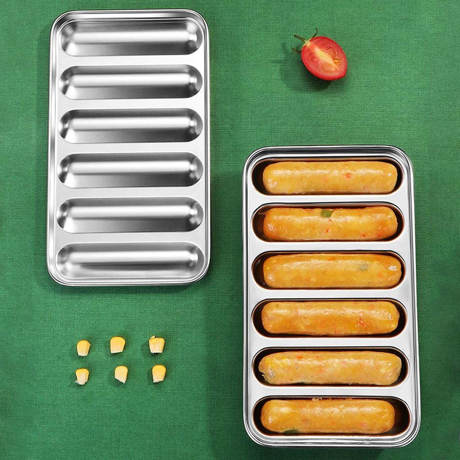 Pilipane 6-Cavity Stainless Steel Sausage Mold for Homemade Hot Dogs & Sausages - Non Stick, Oven & Steamer Safe - Perfect for DIY Sausage Making at Home, BBQ Parties, and Meal Prep