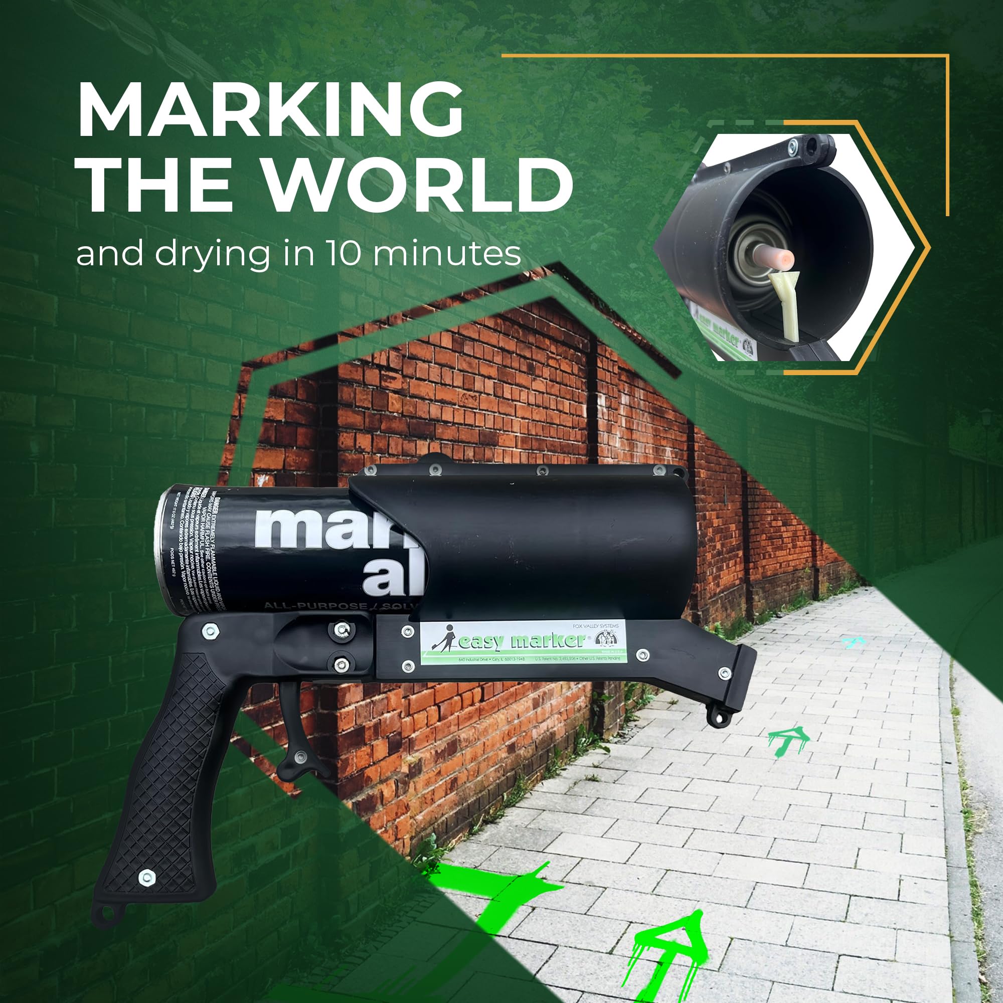 Fox Valley Marks All Utility Marking Paint Spray Can - 18 oz (Pack of 12), Fluorescent Green - Lawn, Tree, Driveway, Parking Lot & Grass Marking Paint for Easy Landscape, Construction & Property Maintenance