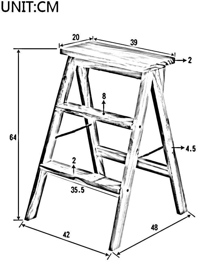 OKUOKA Solid Wood Step Stool - Foldable Kitchen Stool, Portable Ladder Stool for Home, Living Room, Bedroom - Non-Slip White Step Stool for Kids & Adults (Perfect for Reaching High Shelves & Storage)