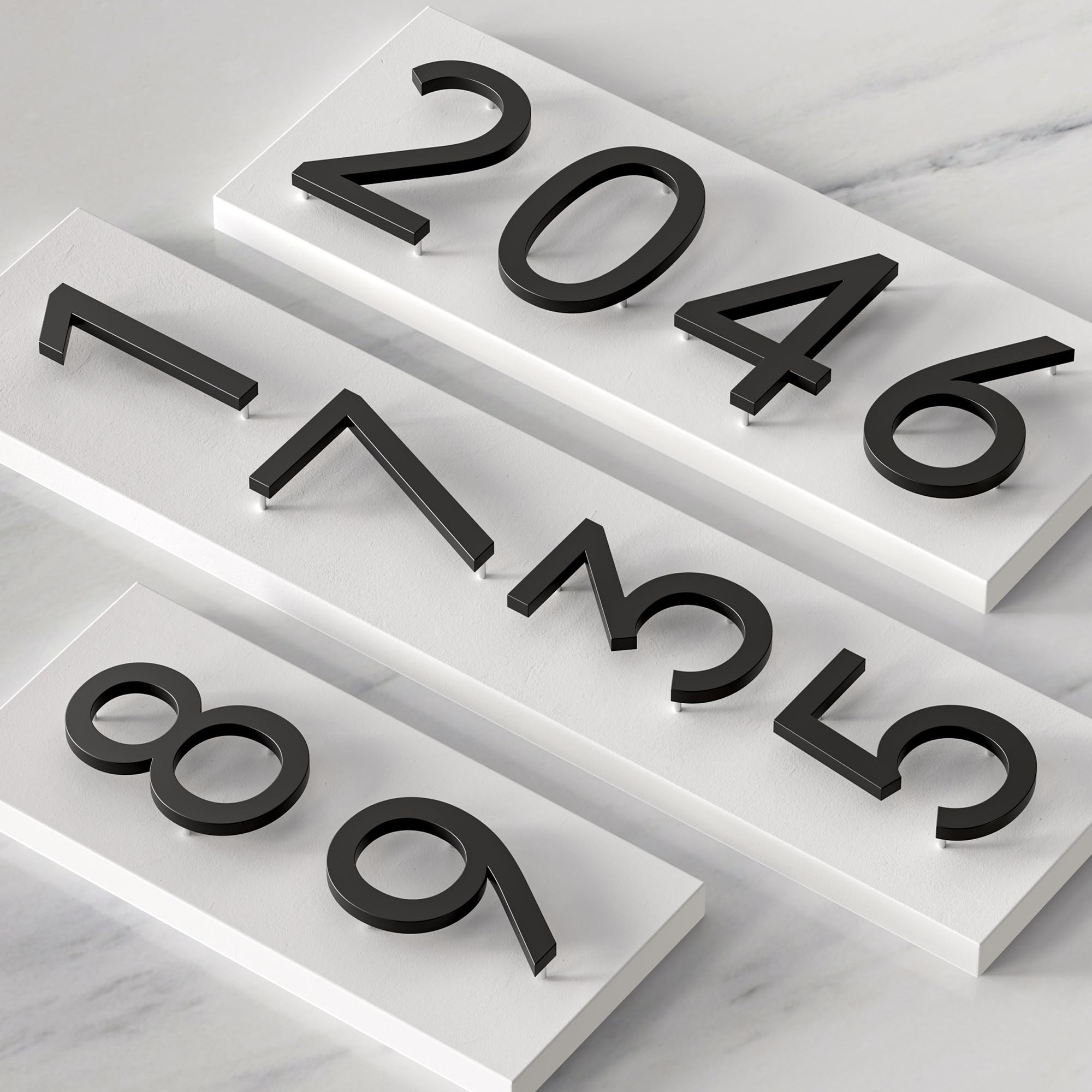 Modern Black 7-Inch Large Metal House Numbers - Floating Exterior Address Plaque for Home, Street & Mailbox (Weatherproof & Easy to Install) | Perfect for Front Door, Porch, Fence & Outdoor Visibility