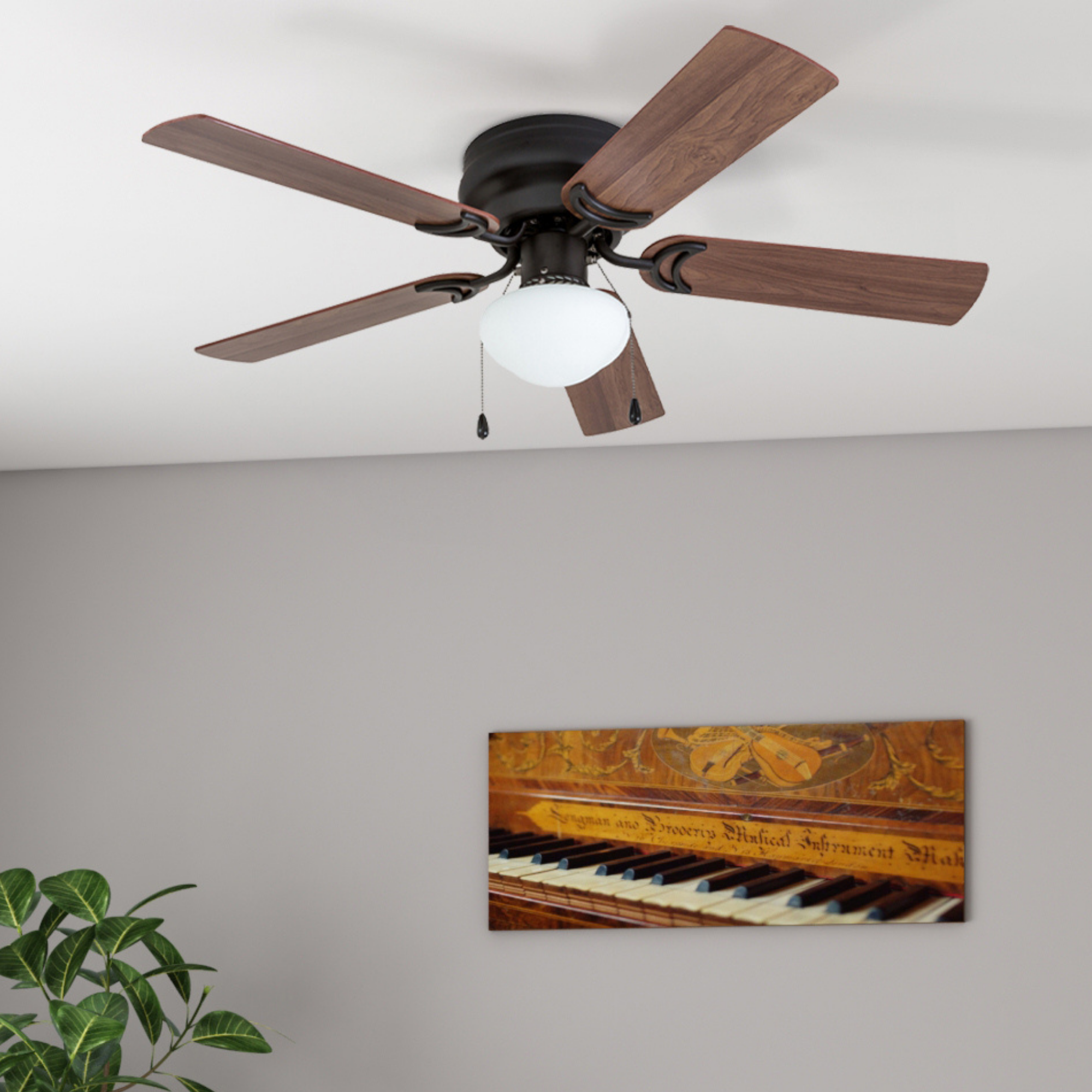 42 Inch Alvina Bronze Ceiling Fan with Pull Chain - Modern Indoor/Outdoor Ceiling Fan for Bedroom, Living Room, Patio & Office
