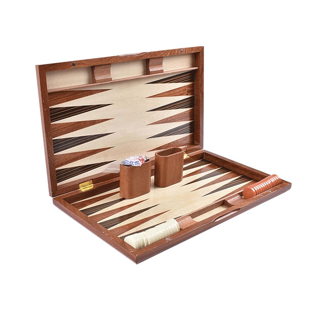 Premium Wood Backgammon Set with Acrylic Chess Pieces & Wood Dice Cups - 17 Inch Classic Strategy Board Game for Adults & Kids | Perfect for Family Game Nights, Travel & Gifts