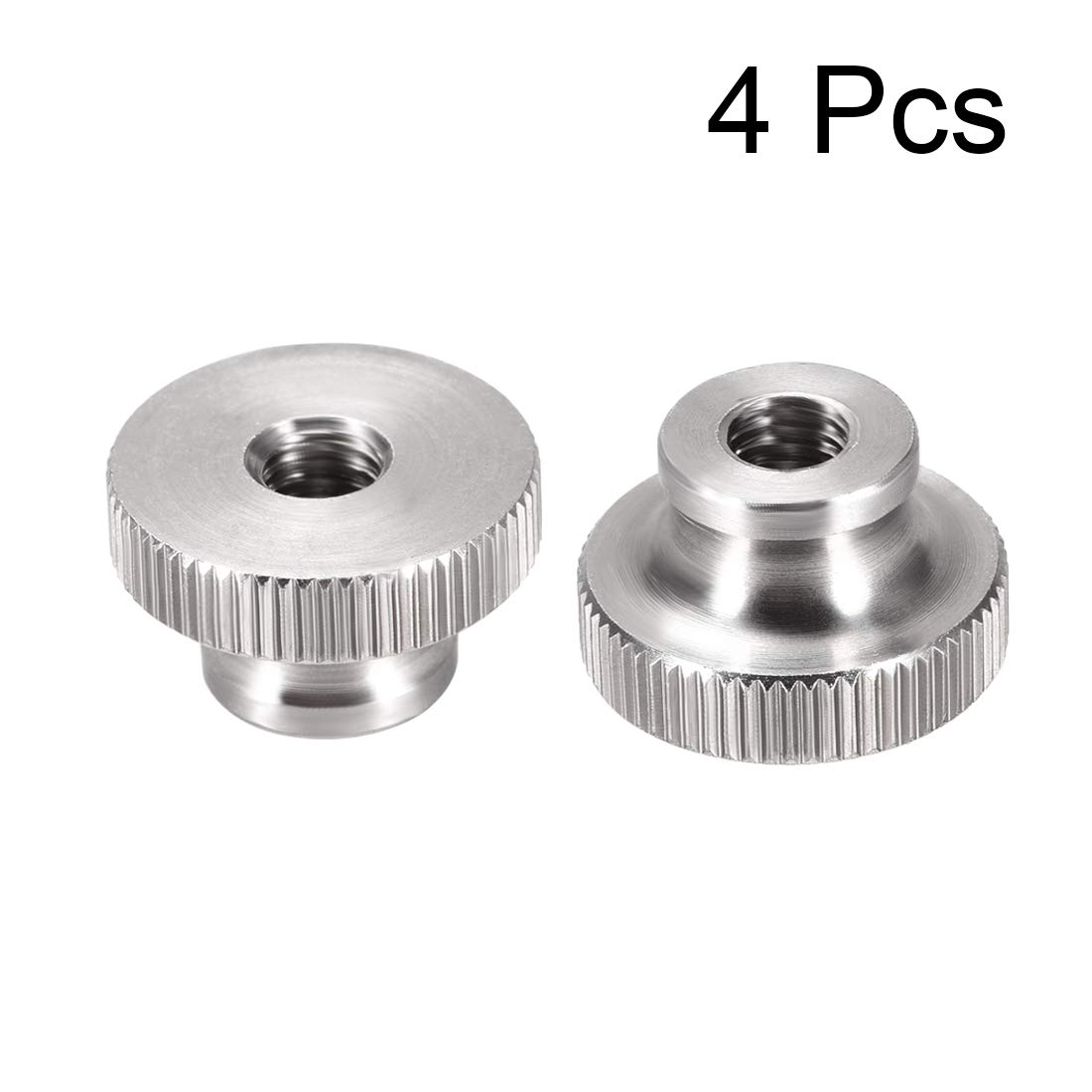 uxcell 4Pcs M6x1mm 304 Stainless Steel Knurled Thumb Nuts - Silver Round Knob Fasteners for 3D Printer Parts, DIY Projects & Machinery Assembly