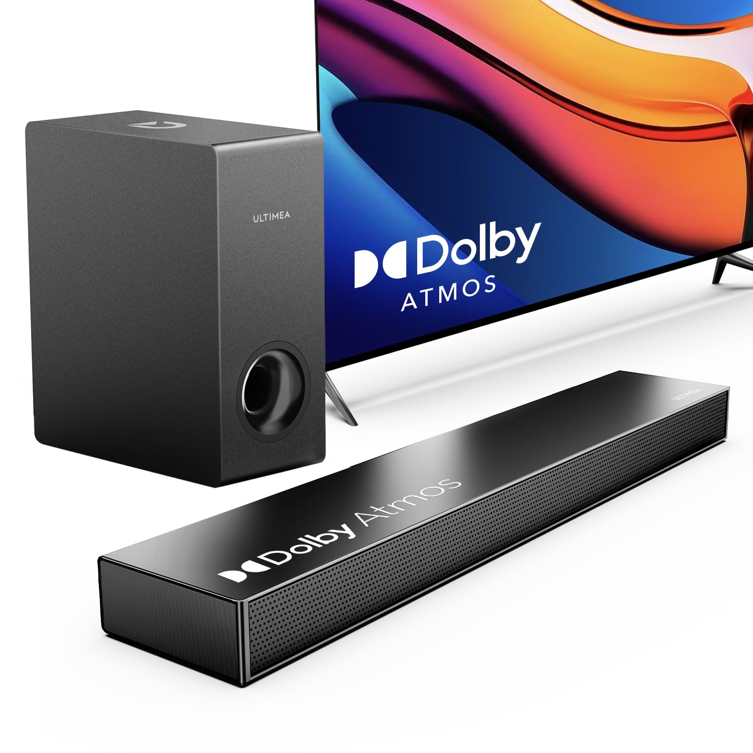ULTIMEA Nova S50 Ultra-Slim Sound Bar with Dolby Atmos - 190W Peak Power Home Theater System with Wireless Subwoofer & Bass Boost for Smart TVs | Perfect for Movie Nights, Gaming & Music Streaming