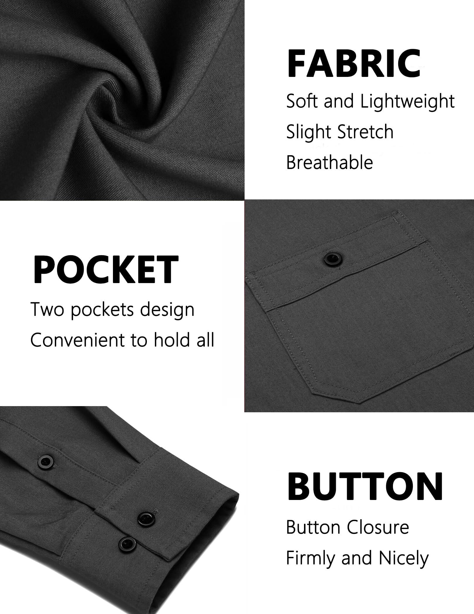 COOFANDY Men's Casual Button Down Shirts - Long Sleeve Wrinkle-Free Dress Shirts for Business & Office Wear - Perfect for Work, Date Night & Formal Occasions