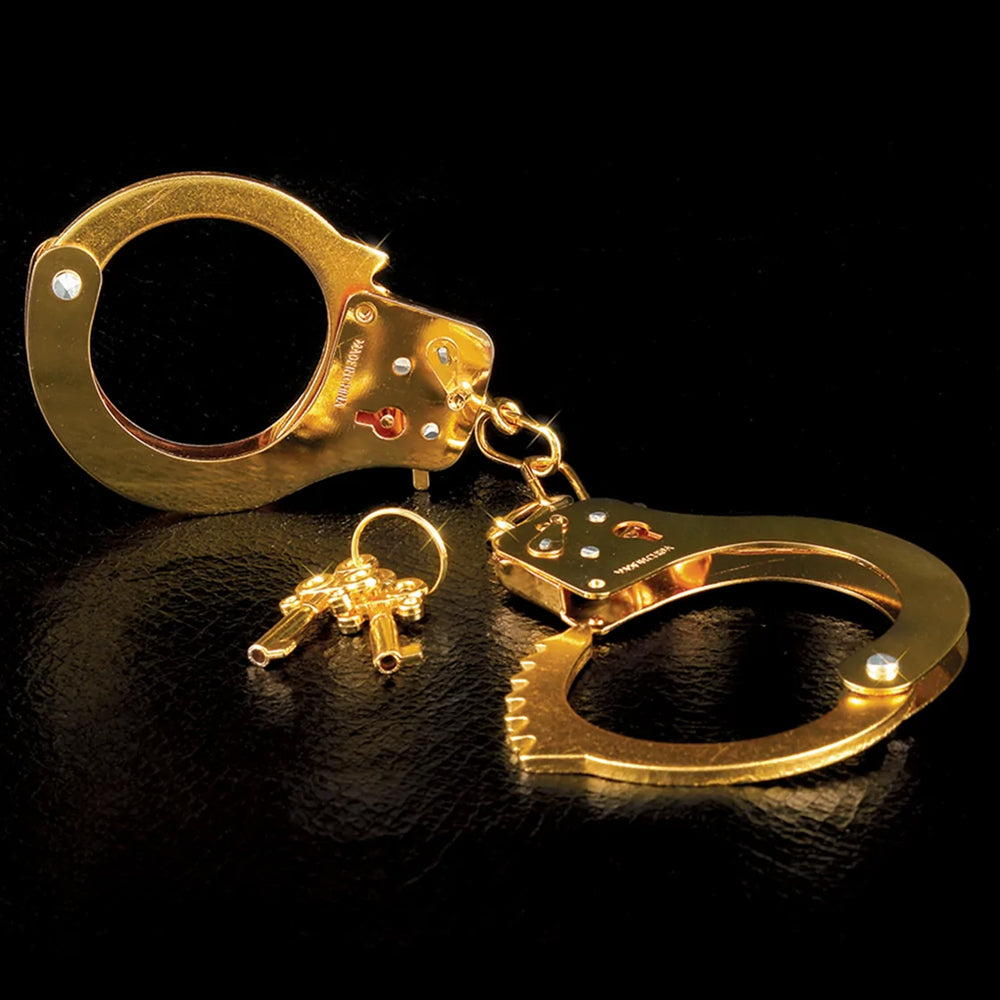 Fetish Fantasy Series Gold Metal Handcuffs - Premium BDSM Restraints for Couples, Role Play & Bondage - Perfect for Bedroom, Spice Up Your Love Life & Adult Play