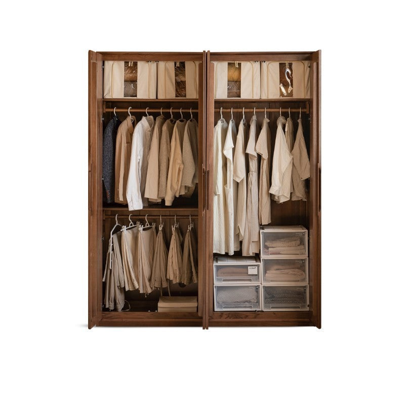 Solid Black Walnut Wood Large Wardrobe - Spacious Closet Organizer for Bedroom, Walk-in Closet & Master Suite Storage