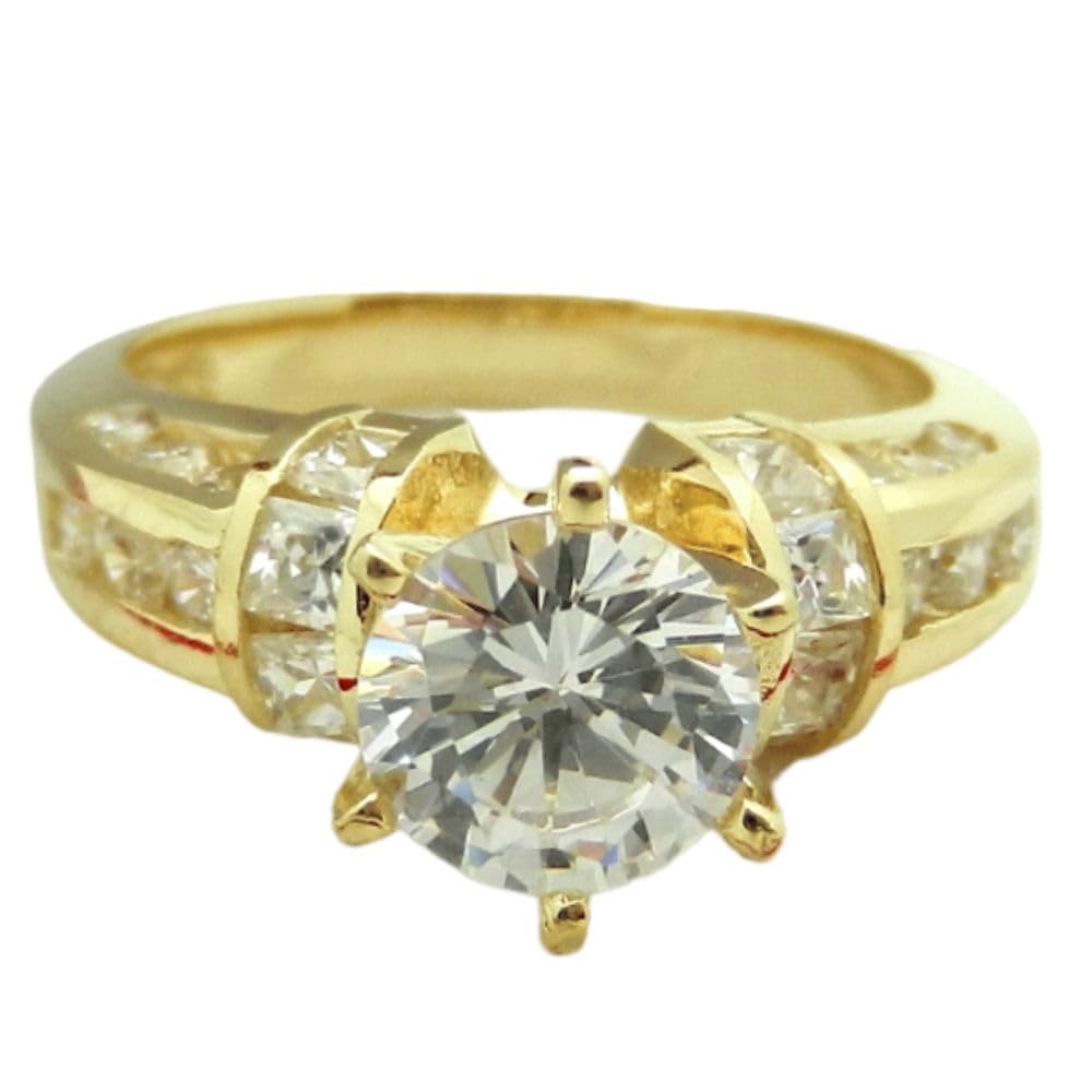1.25 Ct Round Cut Channel Set Diamond Engagement Ring for Women - 14K Yellow Gold Plated 925 Sterling Silver Wedding, Anniversary & Promise Ring - Handmade Gift for Her, Bridal Jewelry, Valentine's Day Present