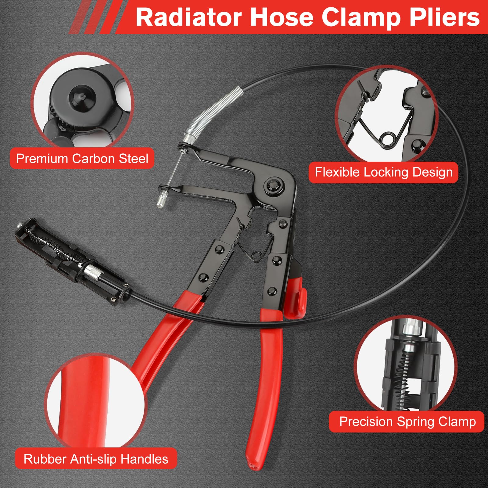 5-Piece Hose Clamp Pliers Set - Long Reach Wire Hose Clamp Tool for Fuel, Oil & Water Hoses - Professional Automotive Repair Tools for Mechanics & DIY Car Maintenance