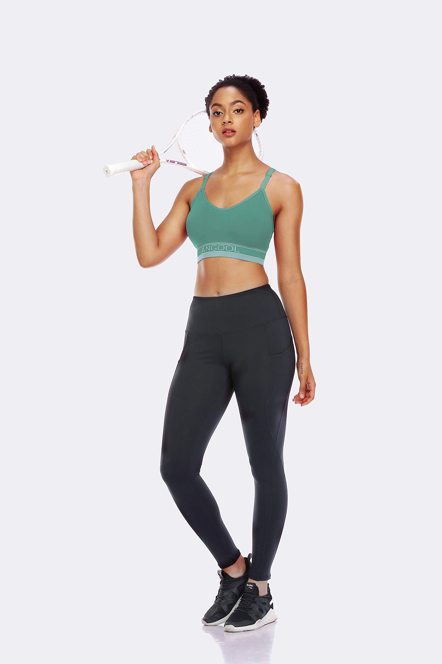 ANGOOL Women's Longline Sports Bra - Medium Support Wirefree Yoga Bra with Adjustable Straps & Padding | Perfect for Gym, Running, Pilates & Everyday Wear