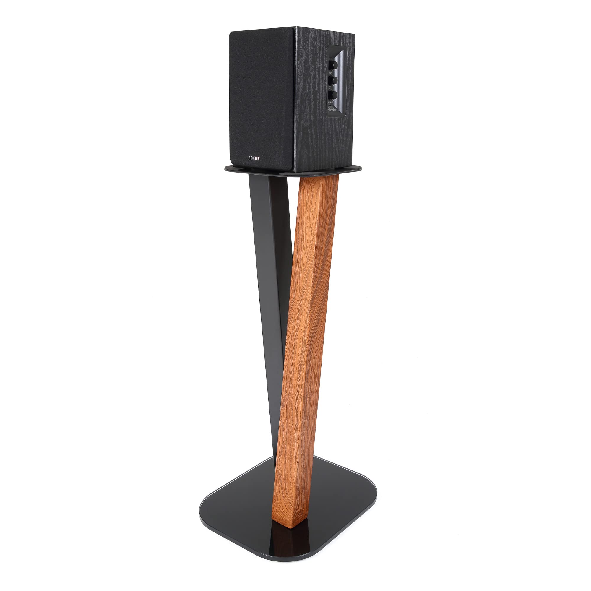 EXIMUS 600 Series Universal Speaker Floor Stands - Adjustable Height, Cedar Black Finish - Perfect for Home Theater, Studio Monitors & Bookshelf Speakers