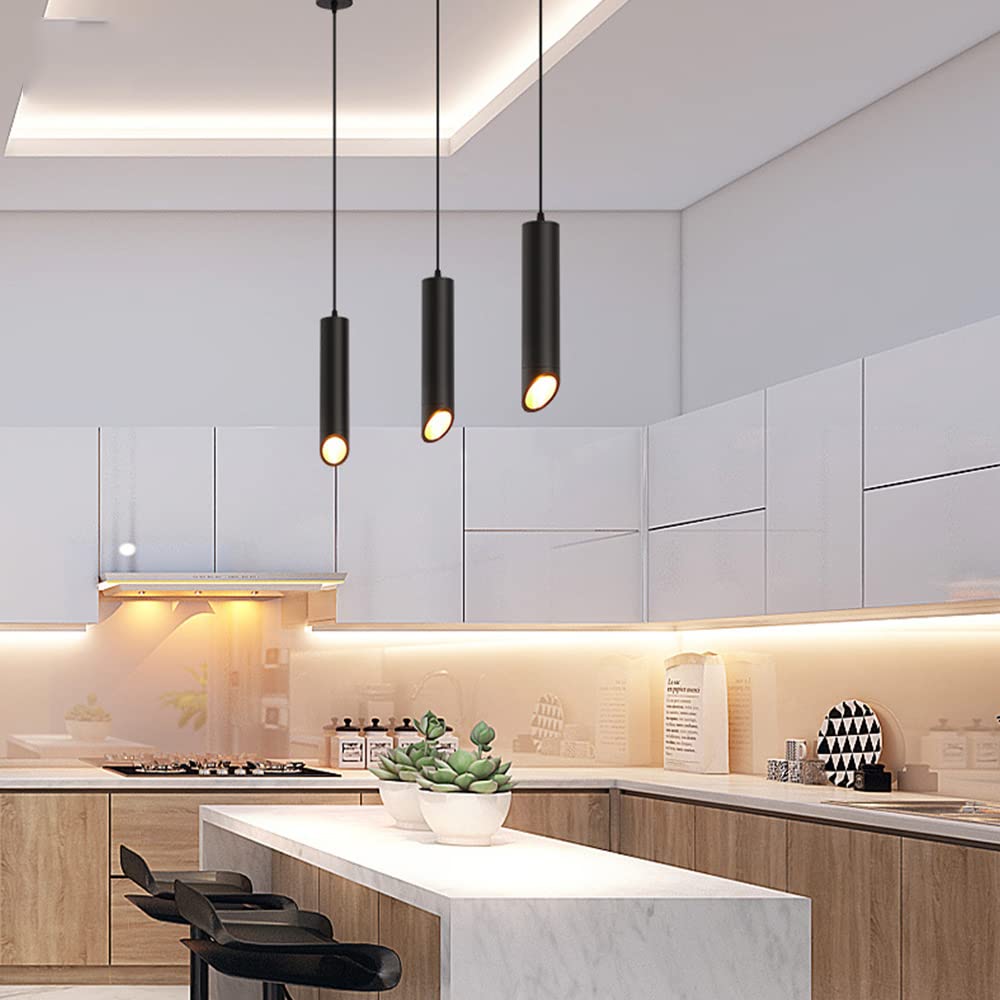 3-Piece Creative LED Hanging Light - Aluminum Ceiling Chandelier with 7W Oblique Design, Long Tube Pendant Lamp for Modern Kitchen Island, Bedroom & Loft Lighting | Dimmable Cylindrical Droplight for Dining Room, Living Room & Office Spaces