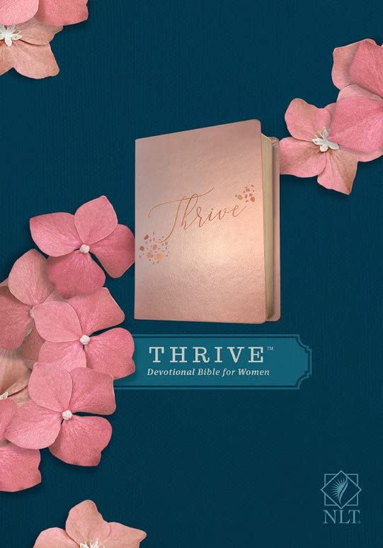 Personalized NLT THRIVE Devotional Bible for Women - Soft Leather-Look Cover with Rose Metallic Accents - Custom Name Engraved - New Living Translation - Perfect Gift for Mother's Day, Baptism & Daily Devotions