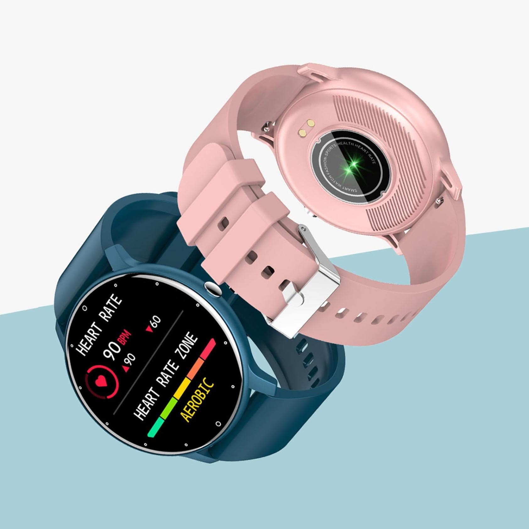 Upgraded Waterproof Smart Watch with Heart Rate Monitor, Sleep Tracking & Pedometer - Bluetooth 4.0 Fitness Tracker for Men & Women - Perfect for Running, Swimming & Outdoor Activities (Blue)