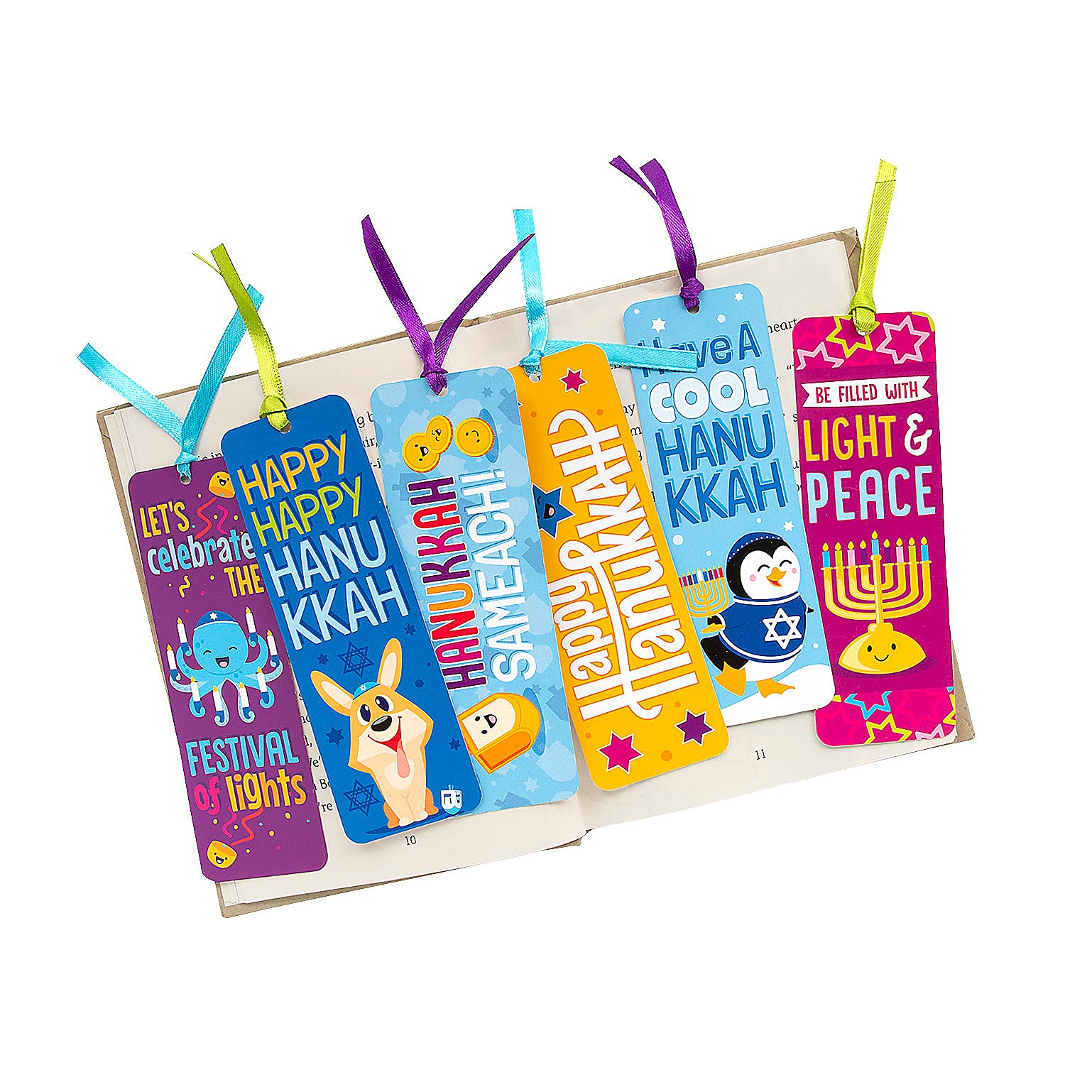 Fun Express Hanukkah Bookmarks - 12 Pack Jewish Holiday Gifts for Kids & Adults - Perfect for Hanukkah Party Favors, Classroom Rewards & Reading Accessories