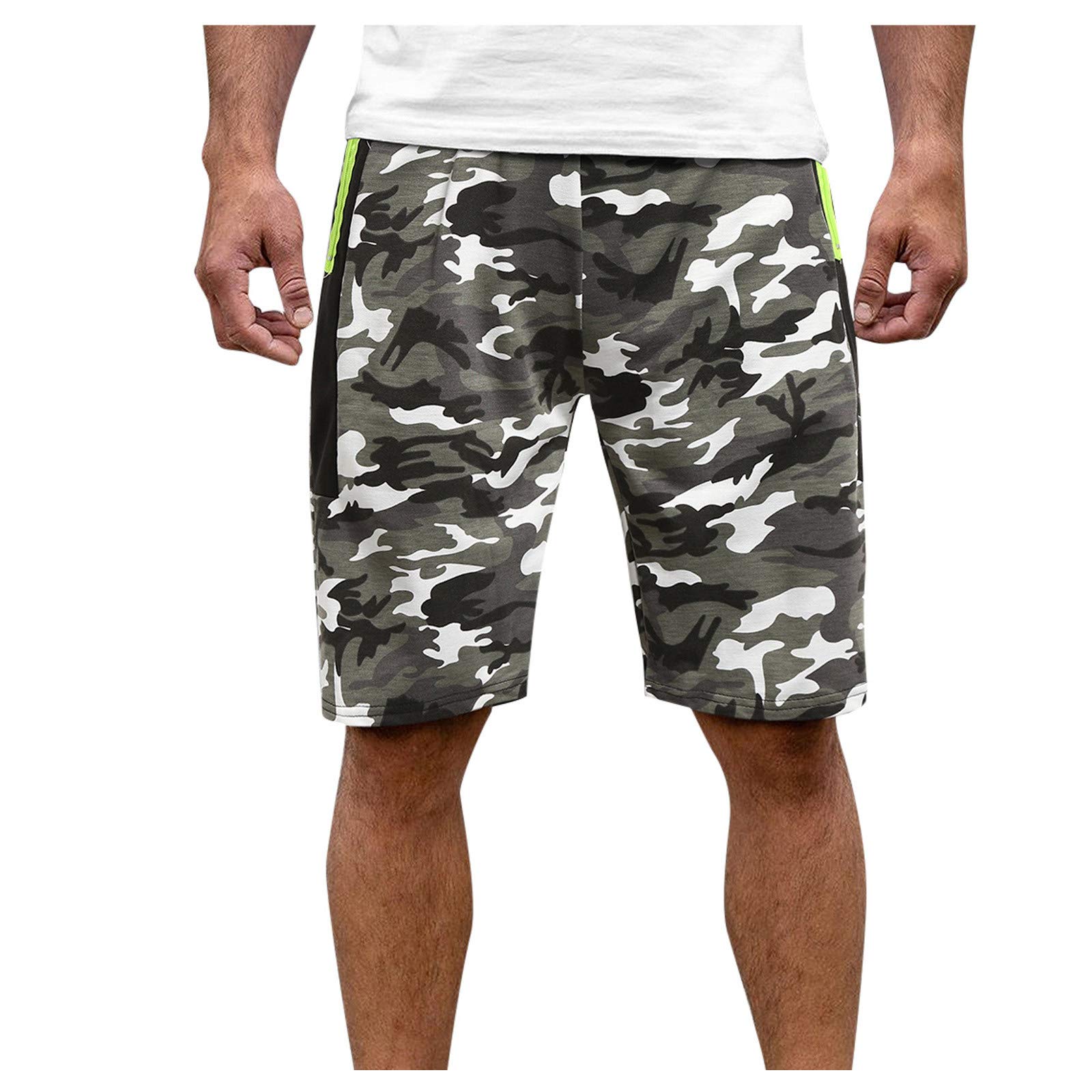 **Qucopqe Men's Camouflage Shorts - Quick Dry Athletic Short Pants with Zip Pockets for Summer, Sports & Outdoor Activities | Casual Wear, Hiking, Running, Gym Workouts**