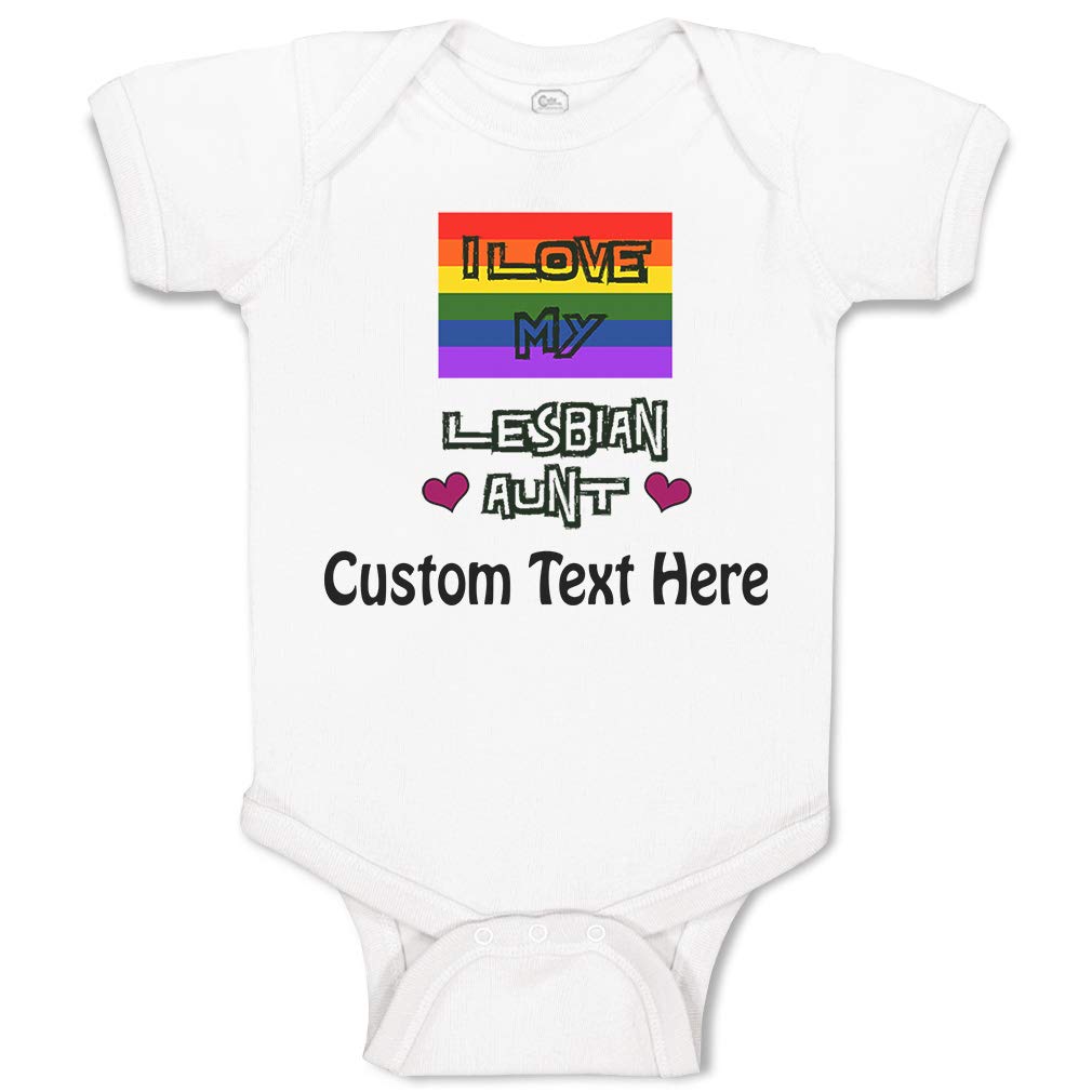 Custom Baby Bodysuit 'I Love My Lesbian Aunt' with Rainbow Flag - LGBTQ+ Pride Funny Cotton Onesie for Infants & Toddlers - Perfect for Pride Parades, Family Gatherings & LGBTQ+ Celebrations