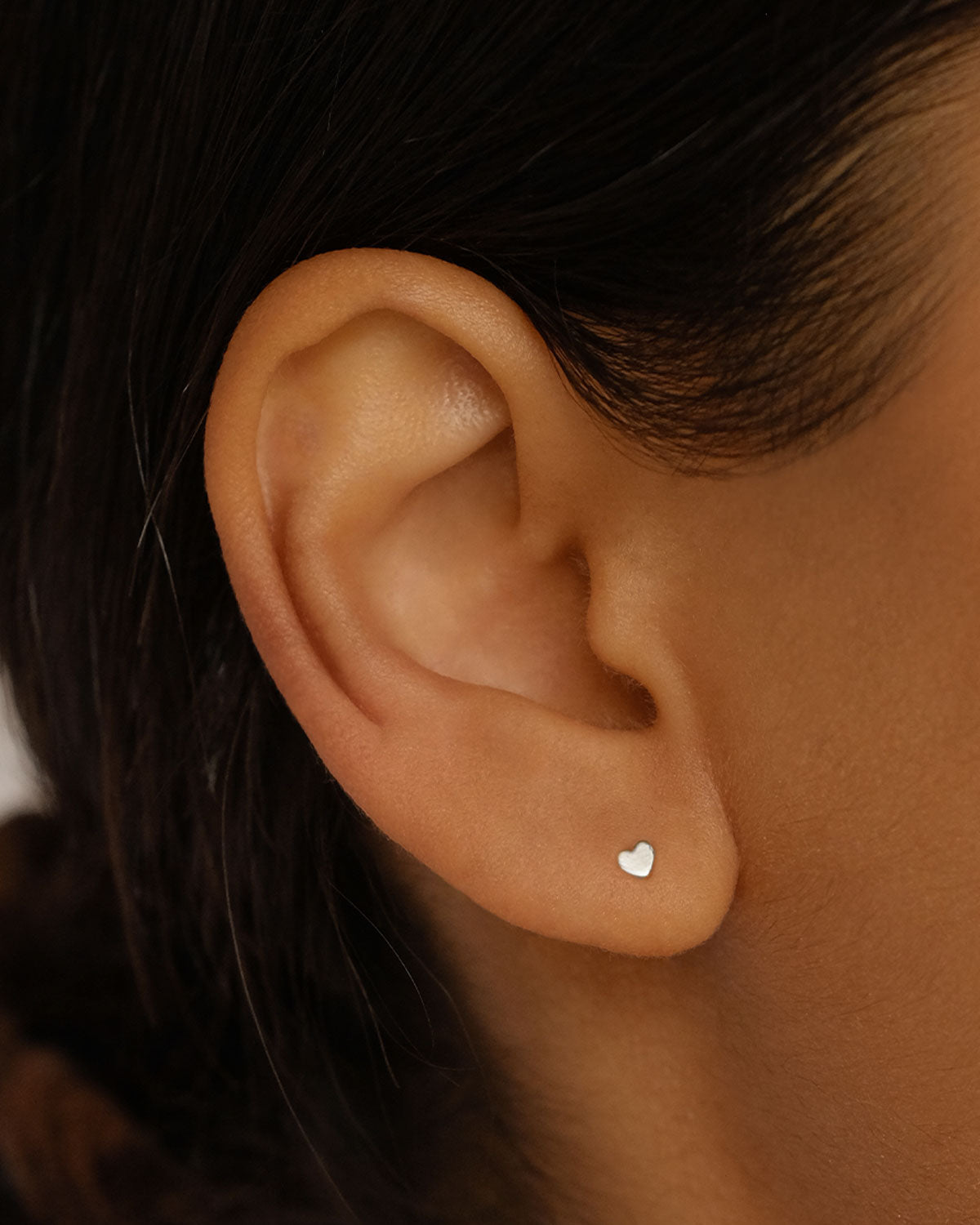 14K Solid White Gold Sweetheart Cartilage Flatback Earrings - Minimalist Stud Earrings for Helix, Tragus, or Lobe Piercing - Perfect for Everyday Wear & Special Occasions