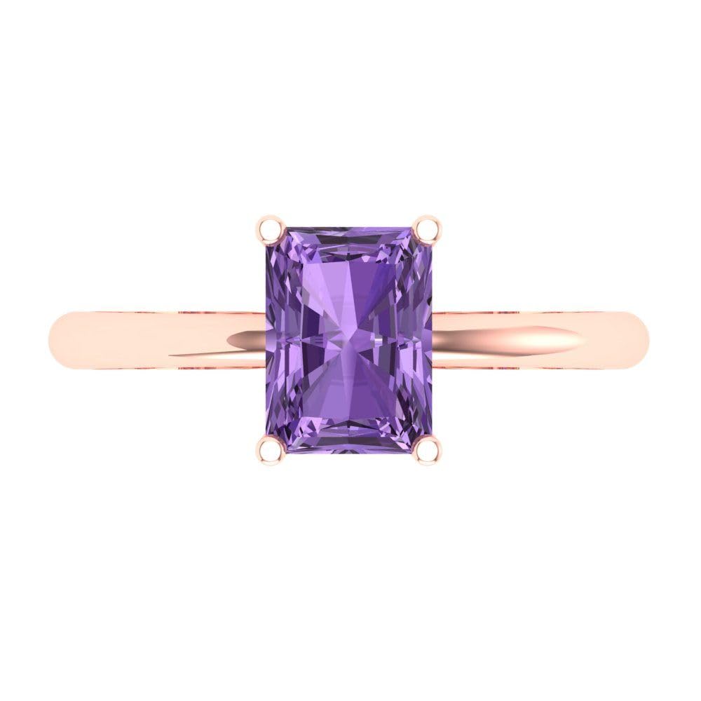 1.75ct Radiant Cut Simulated Alexandrite Solitaire Ring - 18K Rose Gold Engagement, Wedding, Anniversary Jewelry for Women | Perfect for Proposals, Bridal Gifts & Special Occasions