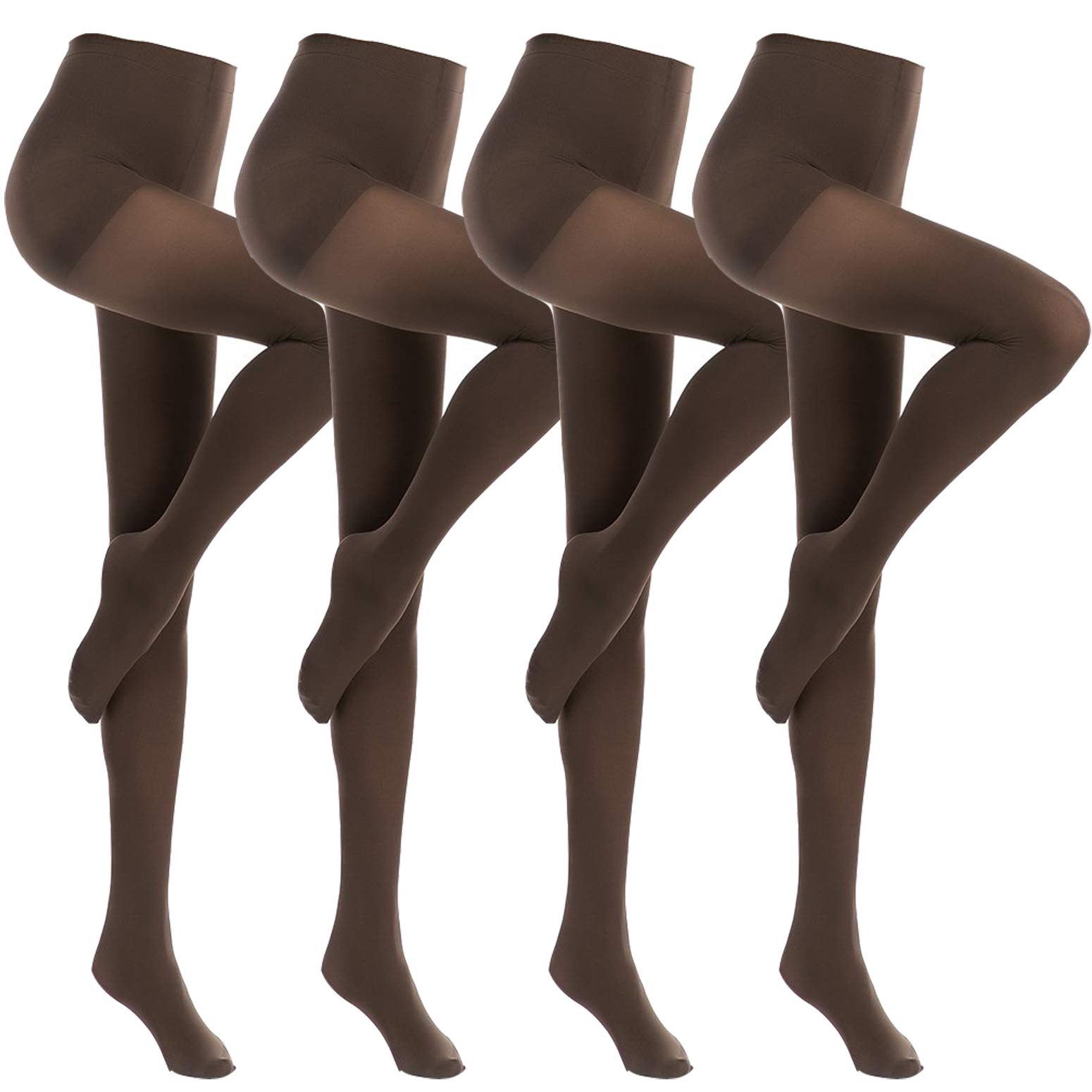 ANDIBEIQI 4 Pairs Run Resistant Control Top Pantyhose - Opaque Tights 50 Denier Stockings for Women - One Size Fits Most - Perfect for Work, Everyday Wear & Formal Occasions