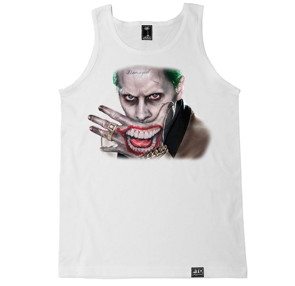 FTD Apparel Men's Joker Smile Graphic Tank Top - Cool Superhero Comic Tee for Casual Wear, Cosplay & Halloween Costume