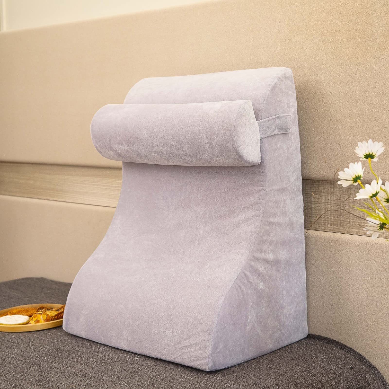 **WANKEI Orthopedic Wedge Pillow for Adults - Adjustable Folding Bed Wedge with Removable Cover - Back Support Pillow for Sleeping, Reading & Relaxing - Beige (60x50x33cm) - Perfect for Home, Office & Travel**