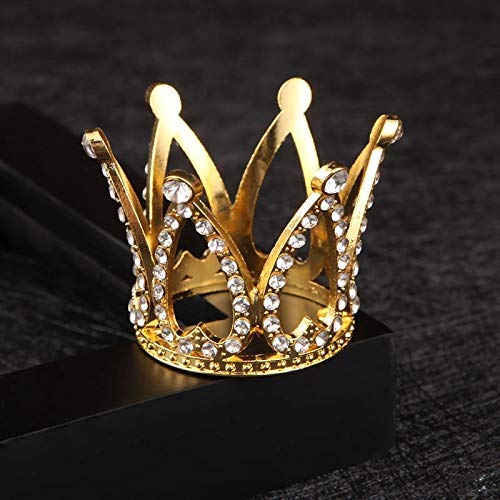 Gold Mini Crown Cake Topper for Newborn Prince & Princess - Tiny Rhinestone Tiara for Cupcakes, Baby Shower Decor, Photo Props & Craft Projects - Perfect for 1st Birthday Parties, Christenings & Nursery Decorations