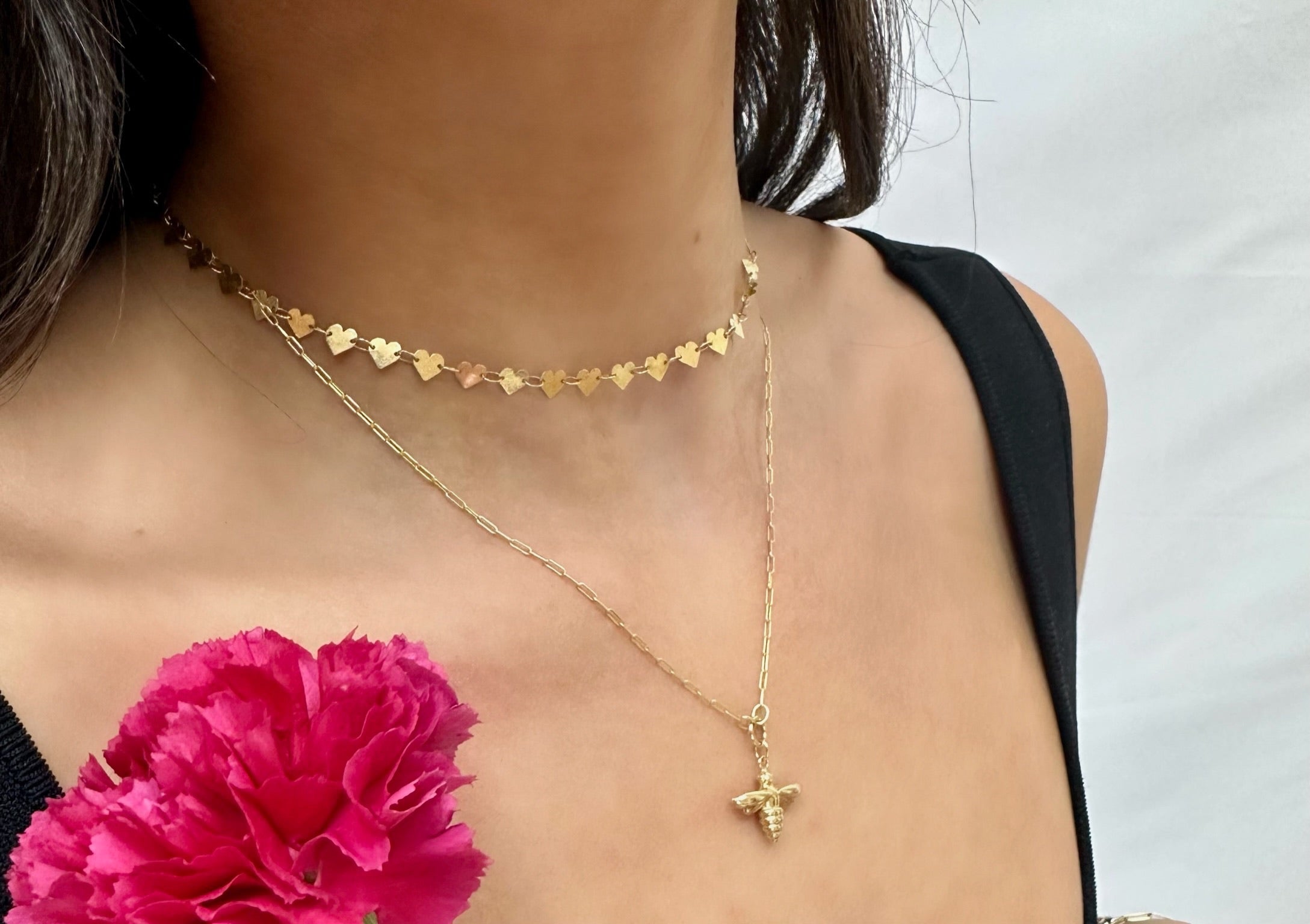 14K Yellow Gold Mirror Heart Necklace for Women - Elegant Valentine's Day Gift, Anniversary Present & Everyday Jewelry - Perfect for Date Nights, Parties and Special Occasions