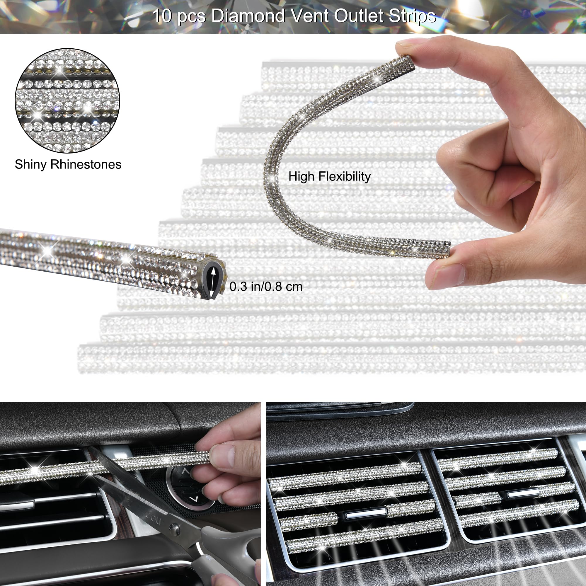 34 PCS Bling Car Accessories Set for Women - Leather Seat Covers, 15