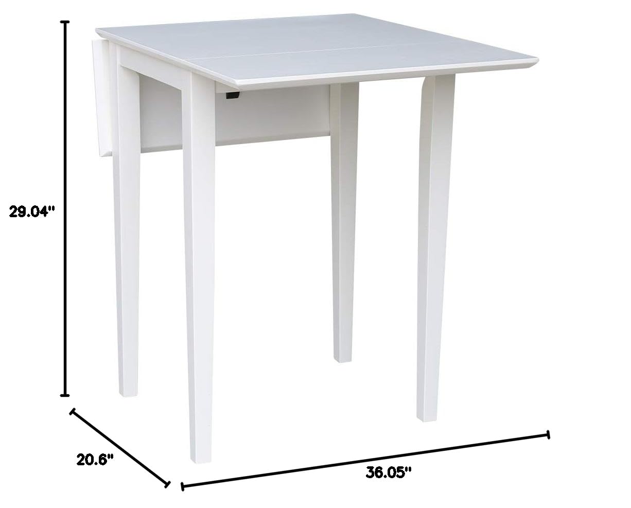 IC International Concepts Solid Wood Small Drop Leaf Dining Table - Real Parawood, Sturdy & Durable - Perfect for Small Spaces, Apartments, Breakfast Nooks & Cozy Dining Areas