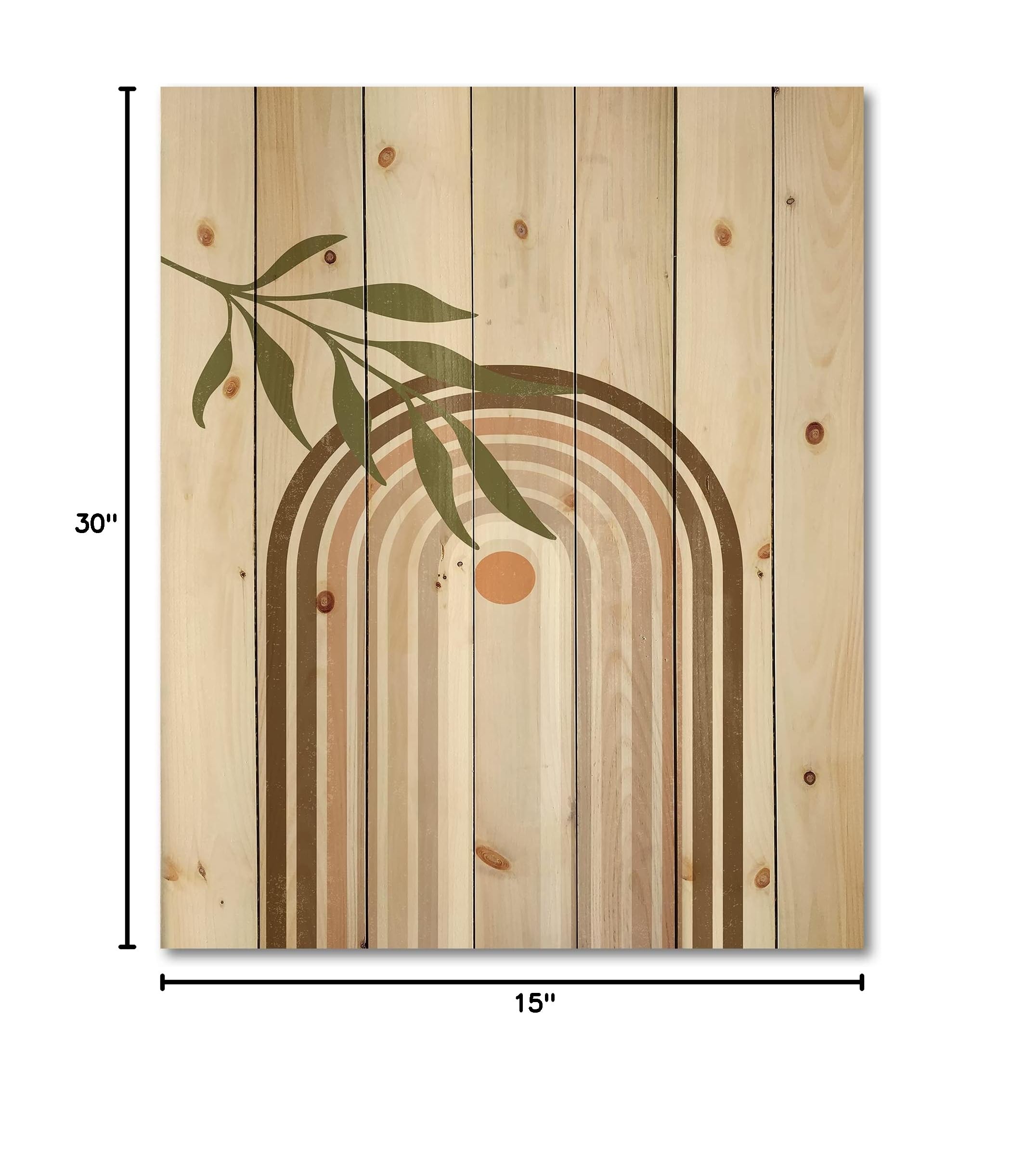 Abstract Sun Moon Leaf Wood Wall Art - Modern Pine Decor for Living Room