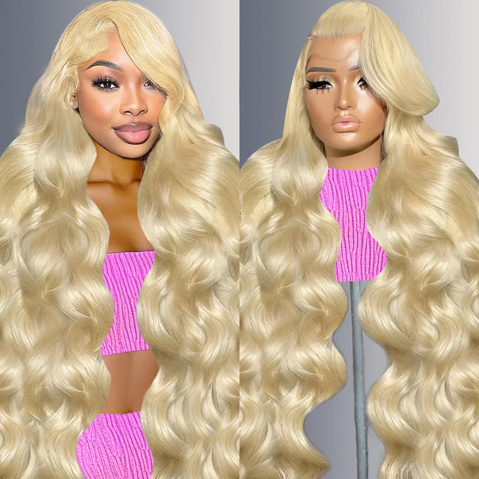 30 Inch 613 Blonde Human Hair Lace Front Wig - 200% Density Body Wave with Pre-Plucked Natural Hairline & 13x4 HD Lace Frontal - Perfect for Daily Wear, Cosplay, and Special Occasions