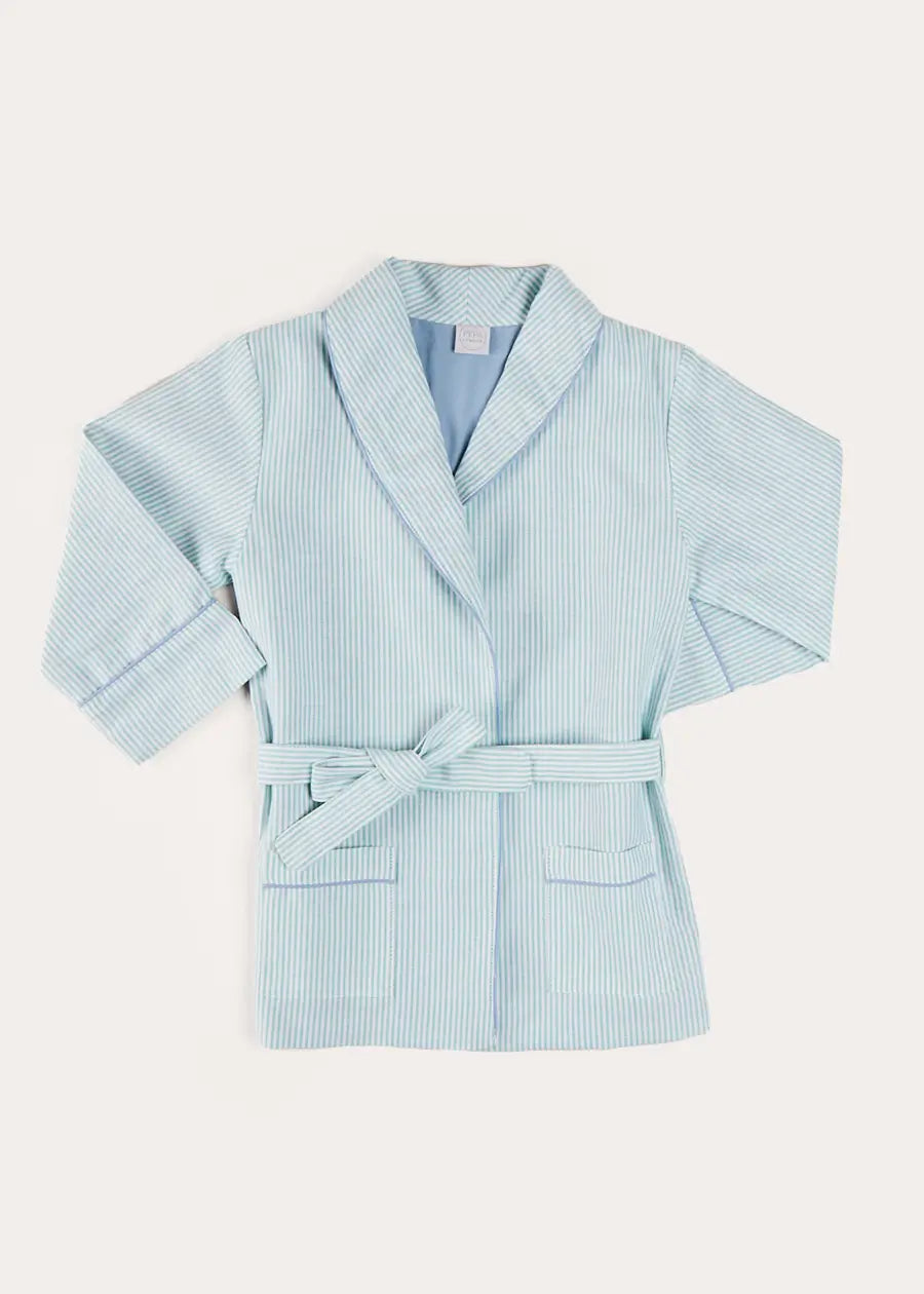 Rochester Striped Green Dressing Gown for Kids (18 Months to 10 Years) - Cozy Loungewear for Bedtime & Relaxation at Home