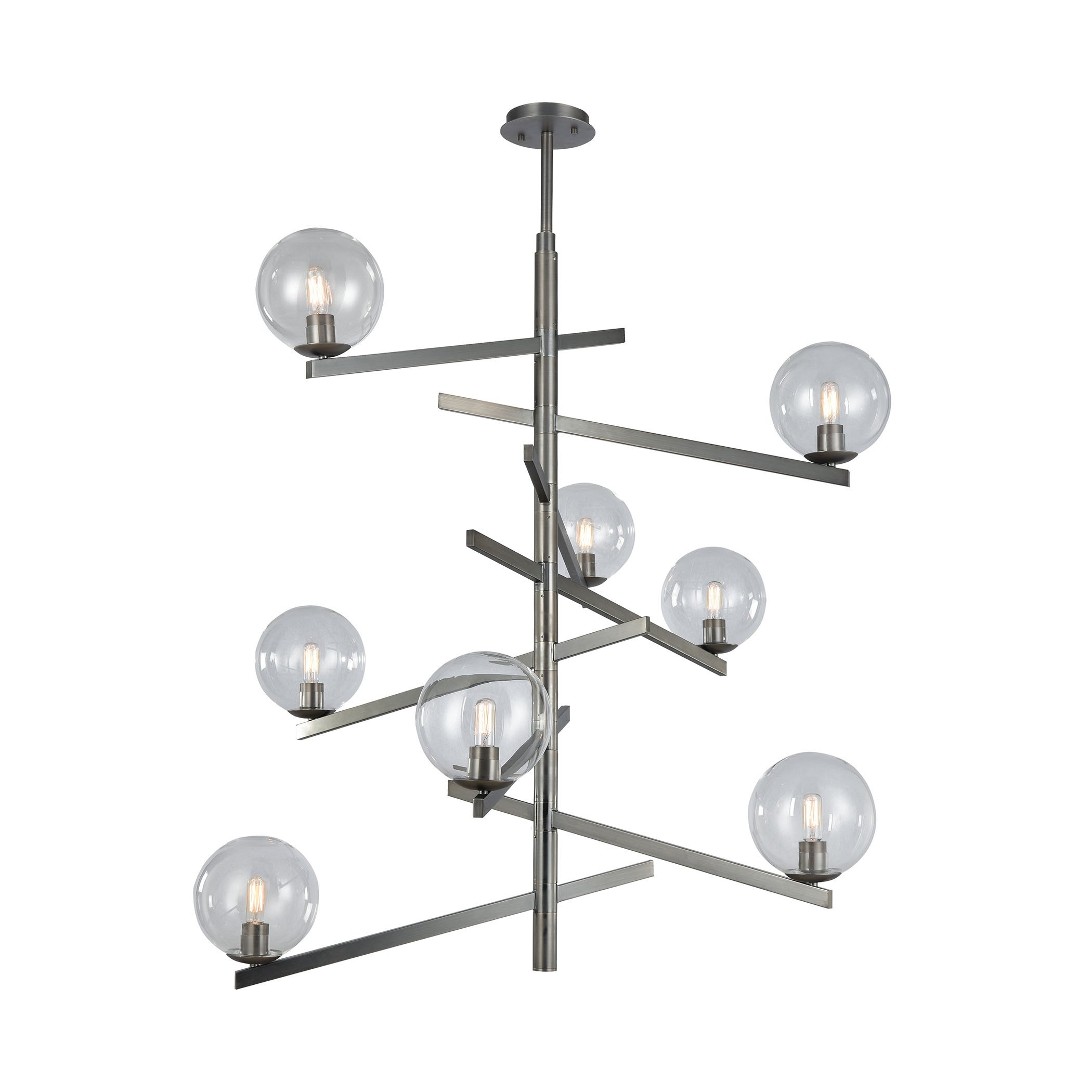 8-Light AR Lighting Chandelier in Brushed Black Nickel - Elegant Globe Design for Dining Room, Bedroom, or Entryway Lighting