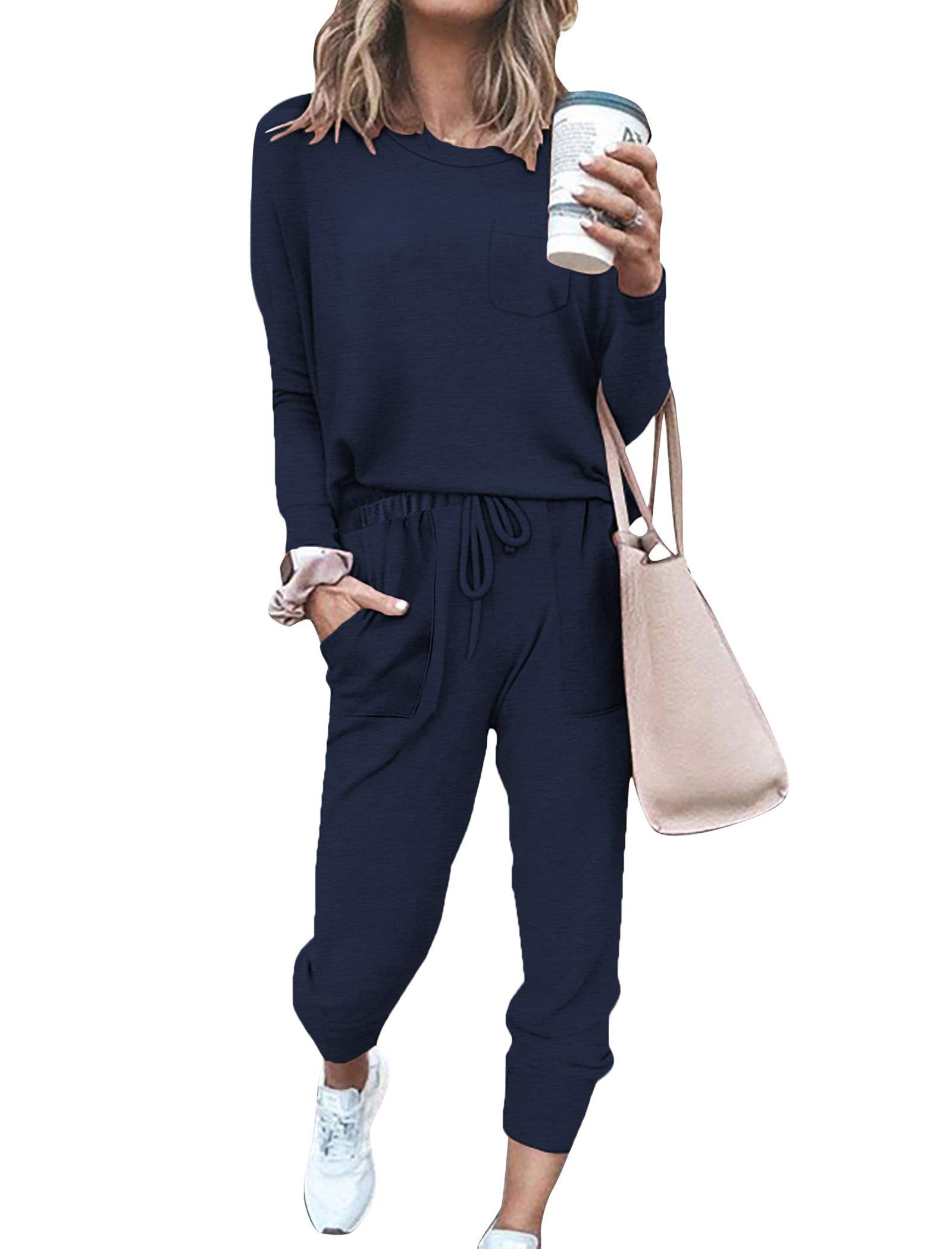 Bofell Women's Lounge Sets - 2 Piece Travel Outfits & Sweatsuits | Trendy 2024 Pajama Set for Home, Travel & Relaxation