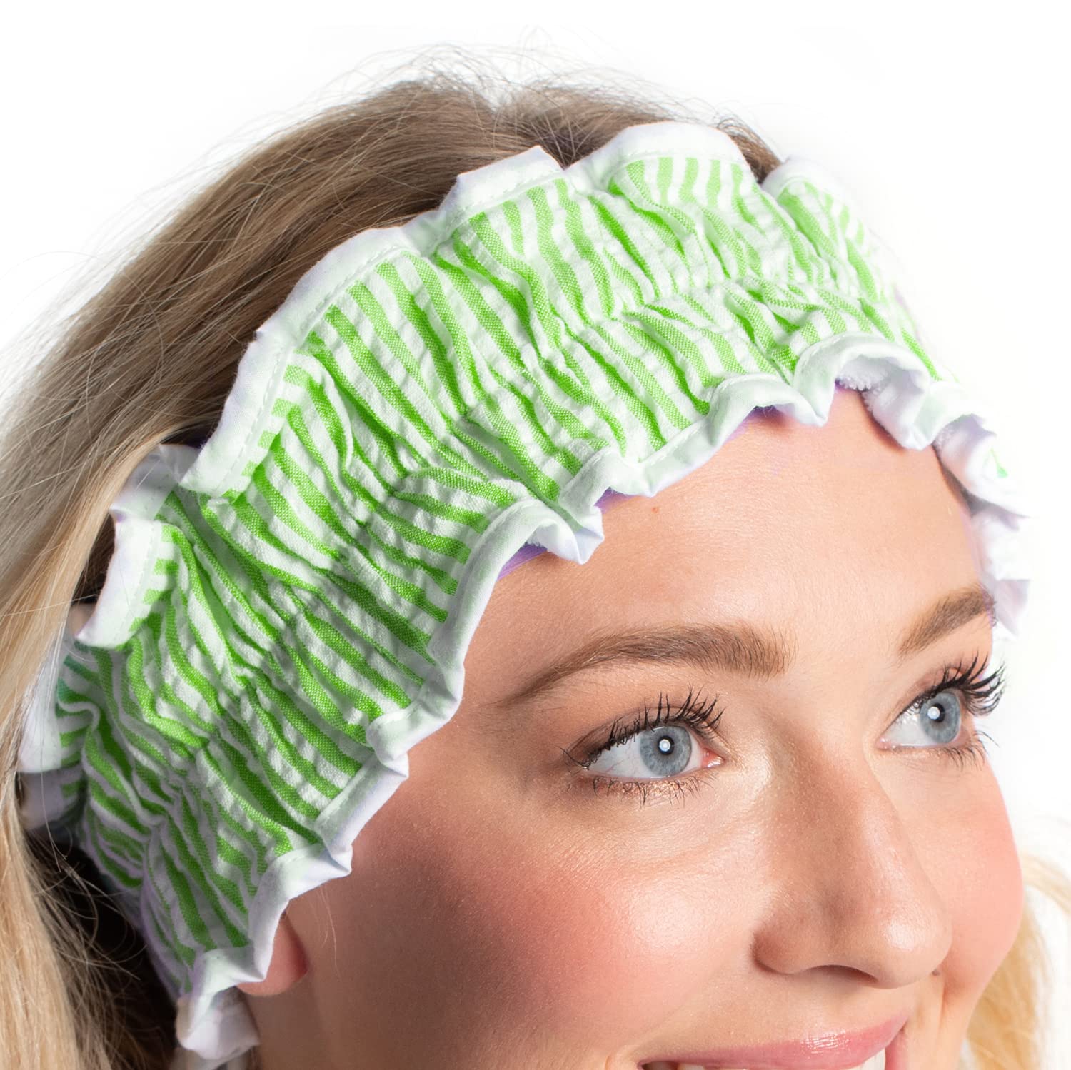 Adjustable Classic Seersucker Spa Headband for Skincare & Facial Treatments - One Size Fits All - Lime Green - Perfect for Spa Days, At-Home Facials & Skincare Routines