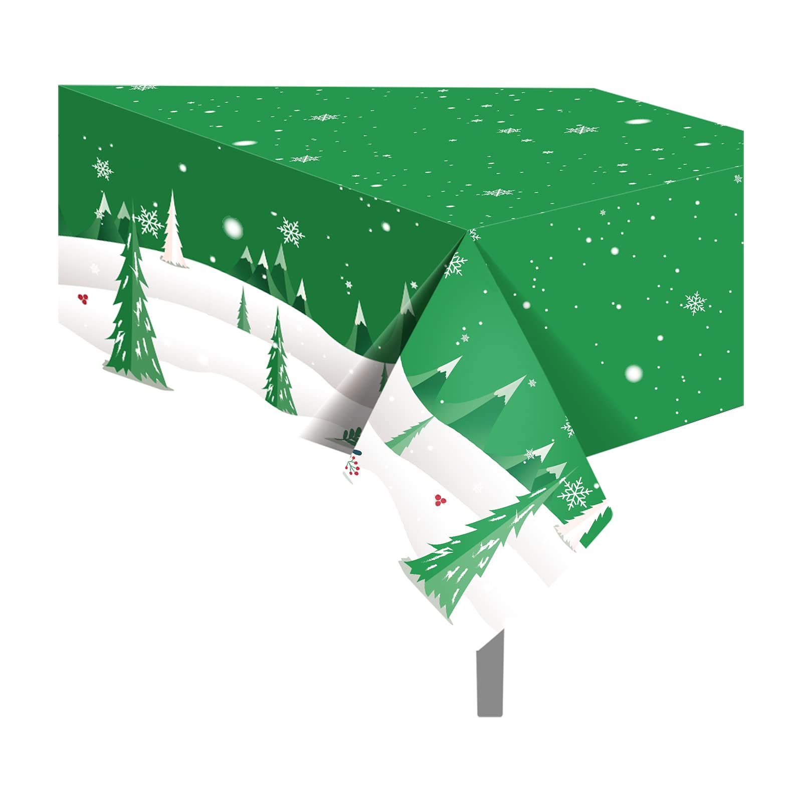 2 Pack Winter Wonderland Tablecloth - Frozen Birthday Party & Christmas Plastic Table Cover with Snowflake & Evergreen Tree Design - Disposable Rectangle Table Decor (54 x 87 Inch) - Perfect for Holiday Parties, Winter Celebrations & Themed Events