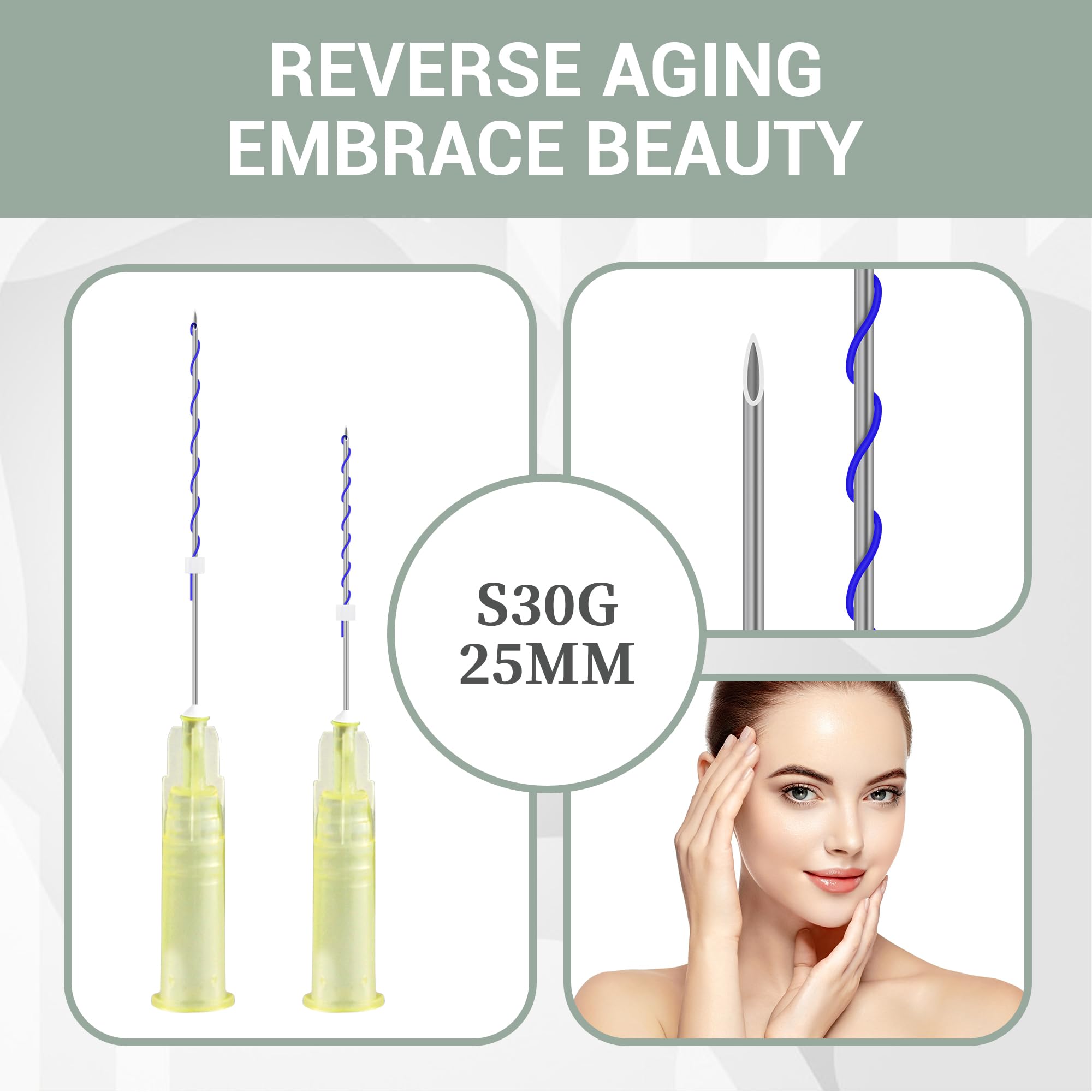 PDO Thread Lift for Face & Body - 100PCS S30G 25mm Blue Protein Threads for Skin Tightening & Rejuvenation | Anti-Aging Facial Treatment & Body Contouring Solution
