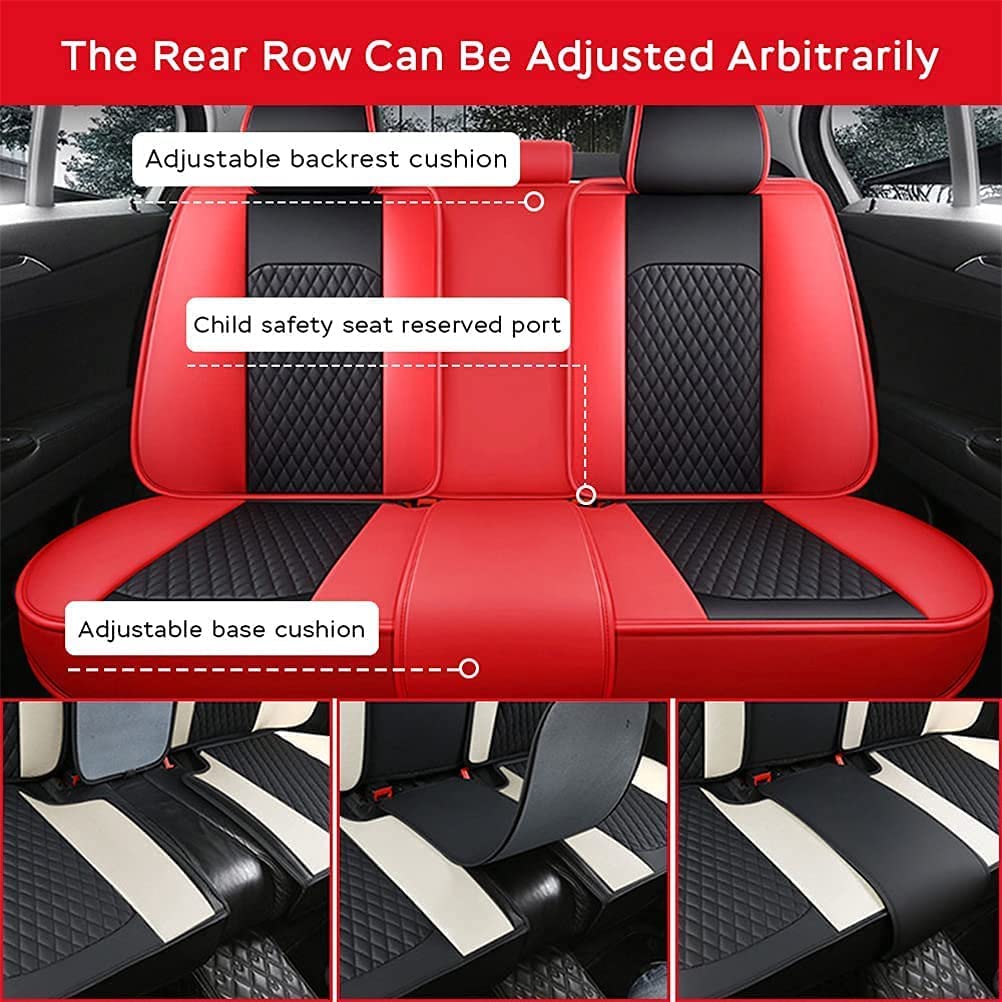 Premium Front & Rear Seat Covers for Toyota Tacoma 2000-2021 - Luxury PU Leather Car Seat Protectors, Comfortable & Stylish Black with Red Stitching - Perfect for Off-Roading, Daily Commute & Truck Enthusiasts