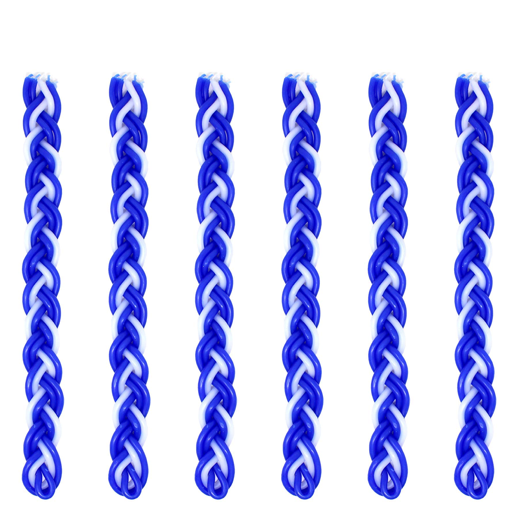 Handmade Blue and White Braided Havdalah Candles - 6 Pack Kosher Shabbat Candles (11 Inch) Made in Israel | Perfect for Motzei Shabbat, Jewish Holidays & Home Blessings
