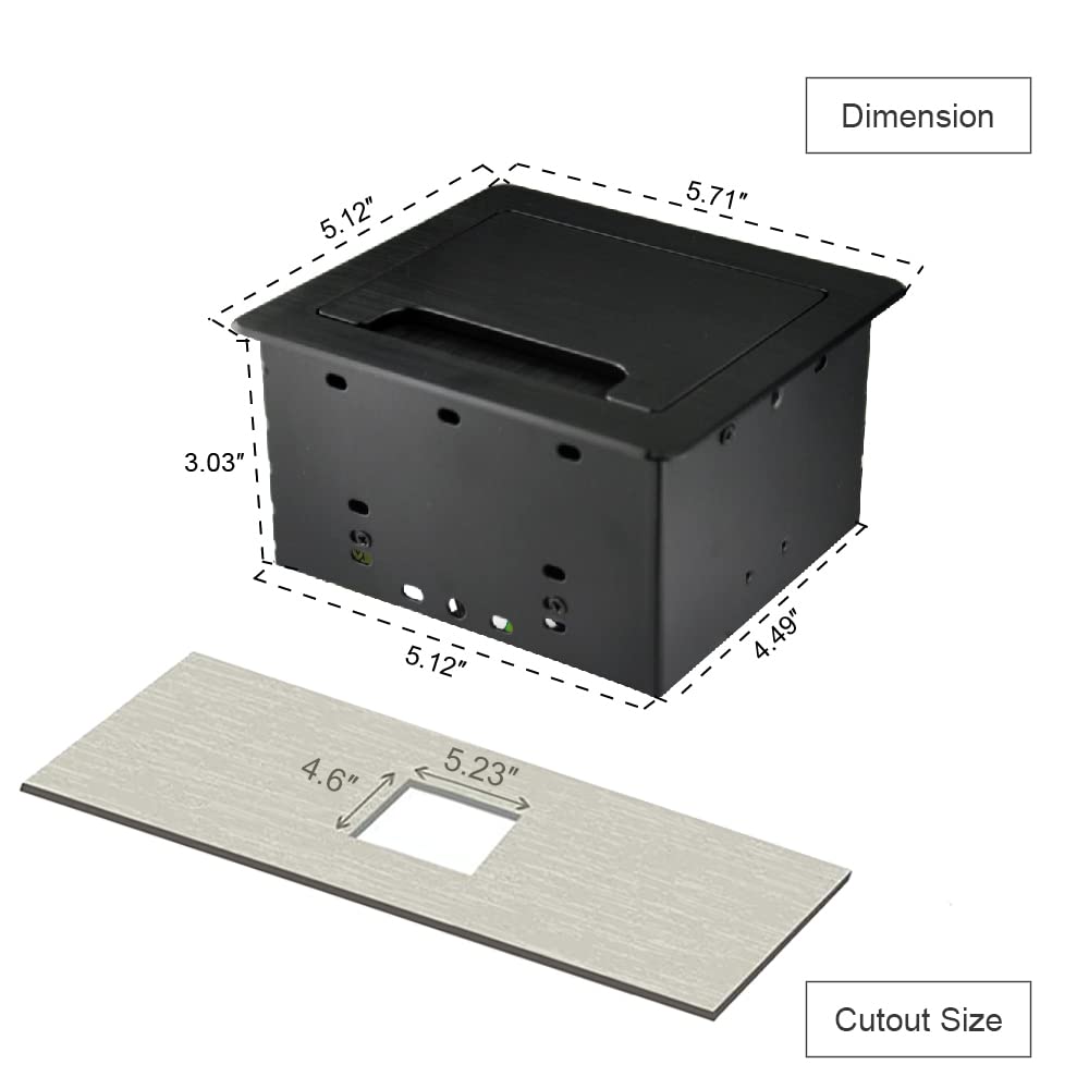 Compact Desk Organizer with 2 AC Outlets, USB-A & USB-C Charging Ports, 4 Cable Holes - 5.58ft Power Cord for Office, Conference Room & Home Workspace (Black) - Perfect for Cable Management & Device Charging