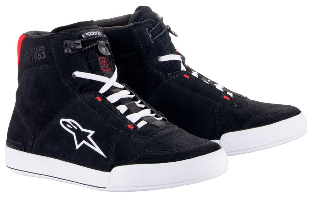Alpinestars Chrome Men's Motorcycle Riding Shoes - Black/White/Bright Red - Size 13.5 US - Durable & Comfortable for Street & Cruiser Bikes - Perfect for Commuting & Long Rides